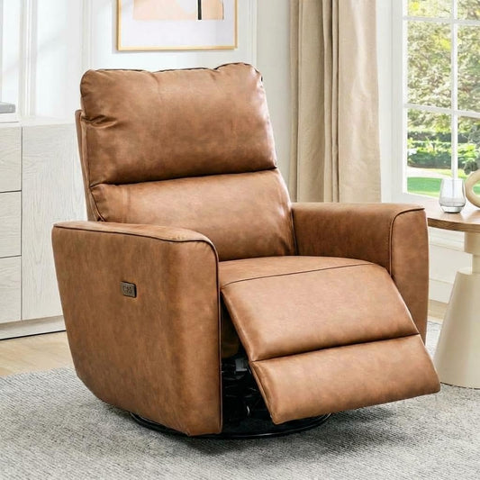 Garvee Power Swivel Glider Recliner Chair with USB Port & Lumbar Support – Effortless Rocking, Recline & Comfort for Living Room, Nursery & Home Theater