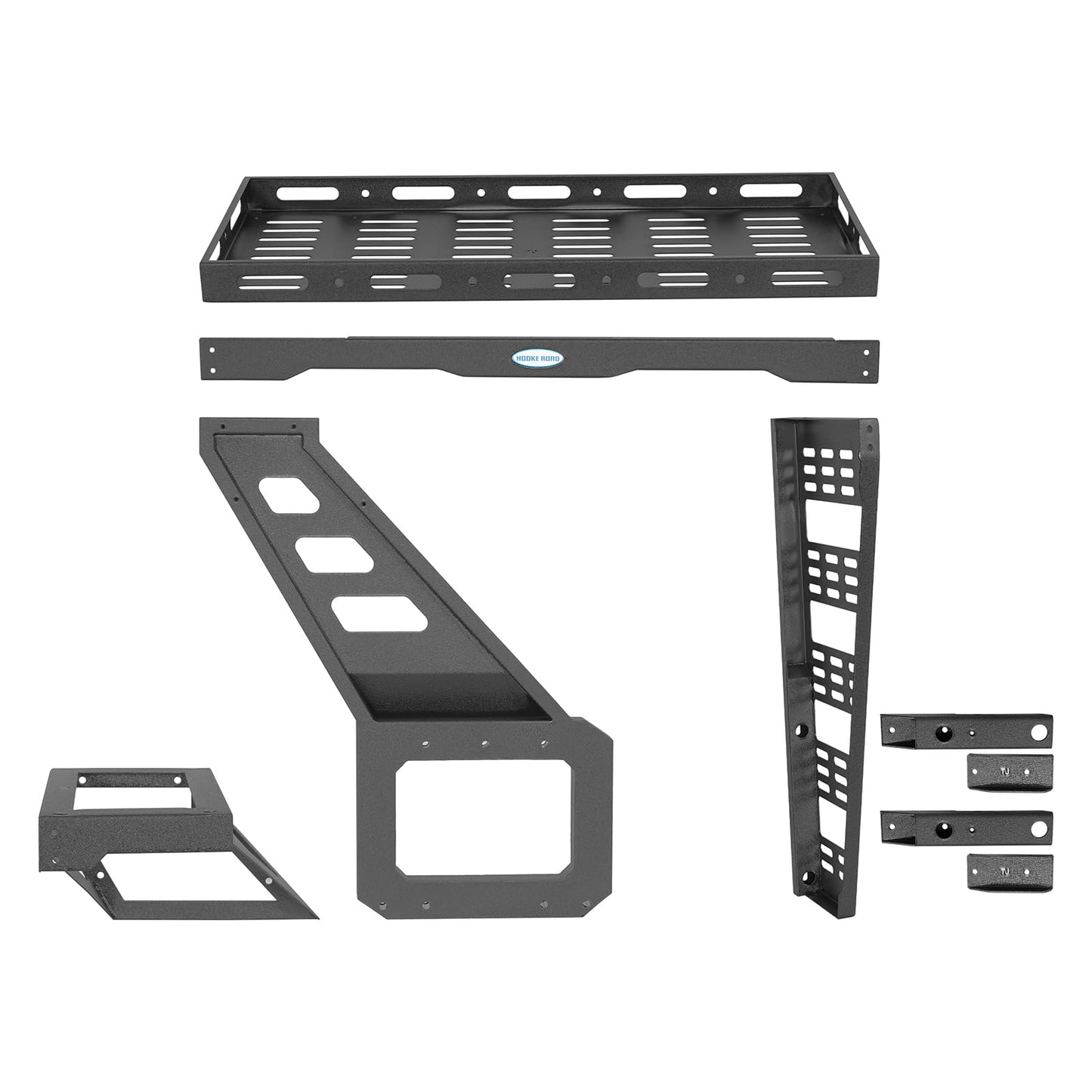 Hooke Road Tailgate Storage Basket Spare Tire Cargo Rack for 1997-2006 Jeep Wrangler TJ, Steel Luggage Carrier Tray with Reinforced Tailgate Hinge for Overlanding Camping Accessories