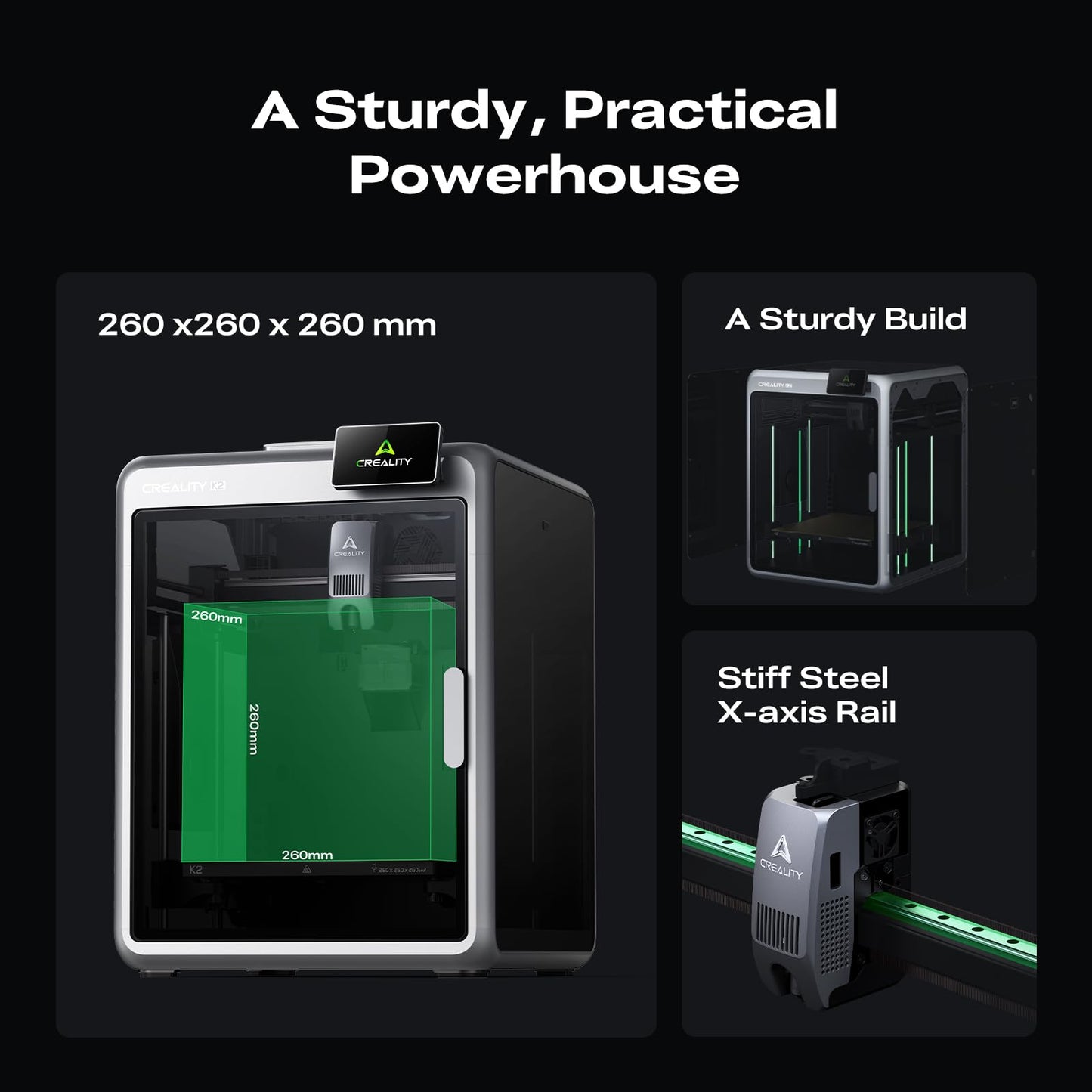 Creality K2 Combo (A) 3D Printer, Multicolor Printing with CFS, 600mm/s Printing Speed, 95% Pre-Assemble, Smart Al Camera & Auto Leveling, Next-Gen Direct Drive Extruder, Build Volume 260*260*260mm