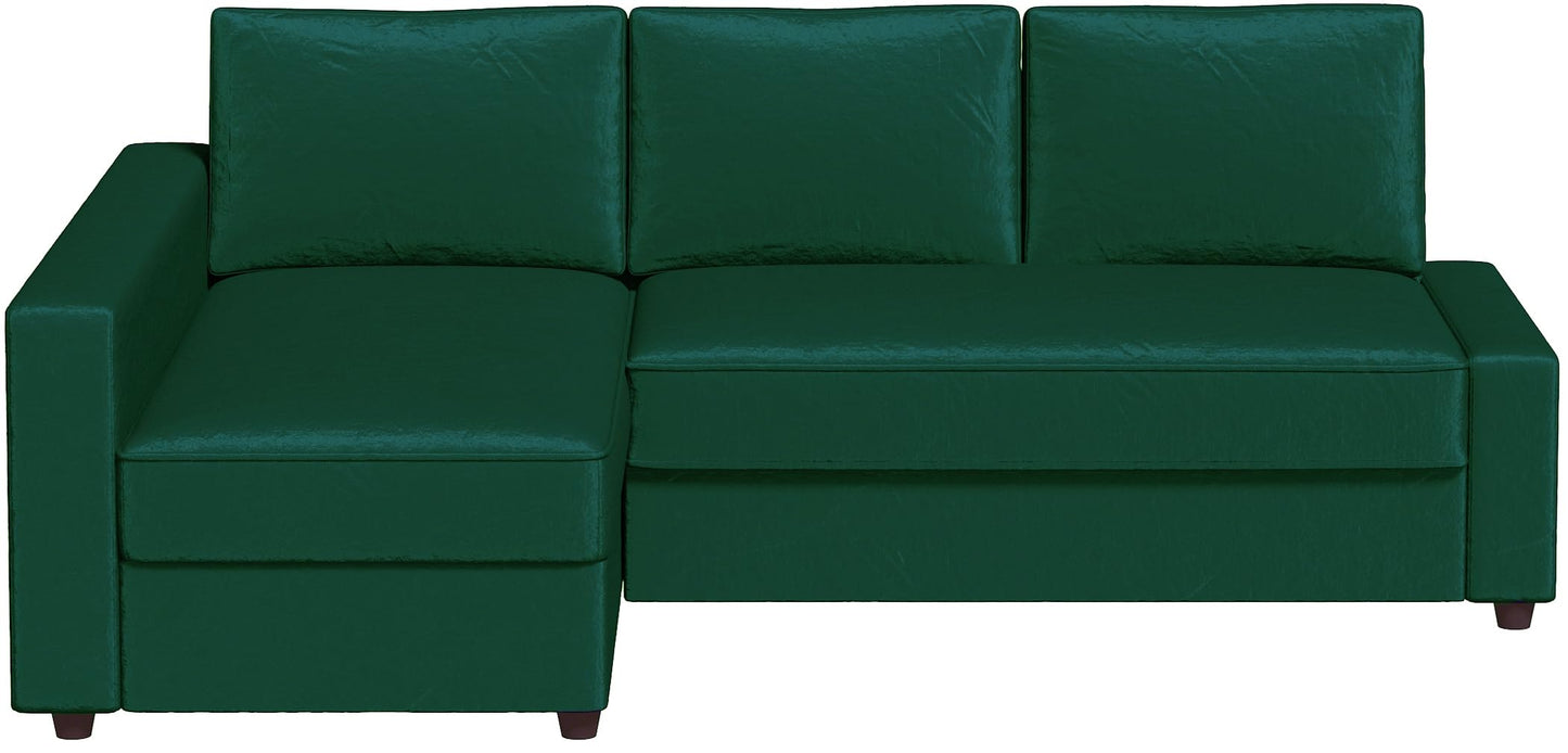 HomeTown Market Heavy Duty Velvet Friheten Sofa Cover Replacement Compatible with IKEA Friheten Sofa Bed Sleeper Sectional Corner Slipcover (Velvet D Green Right)