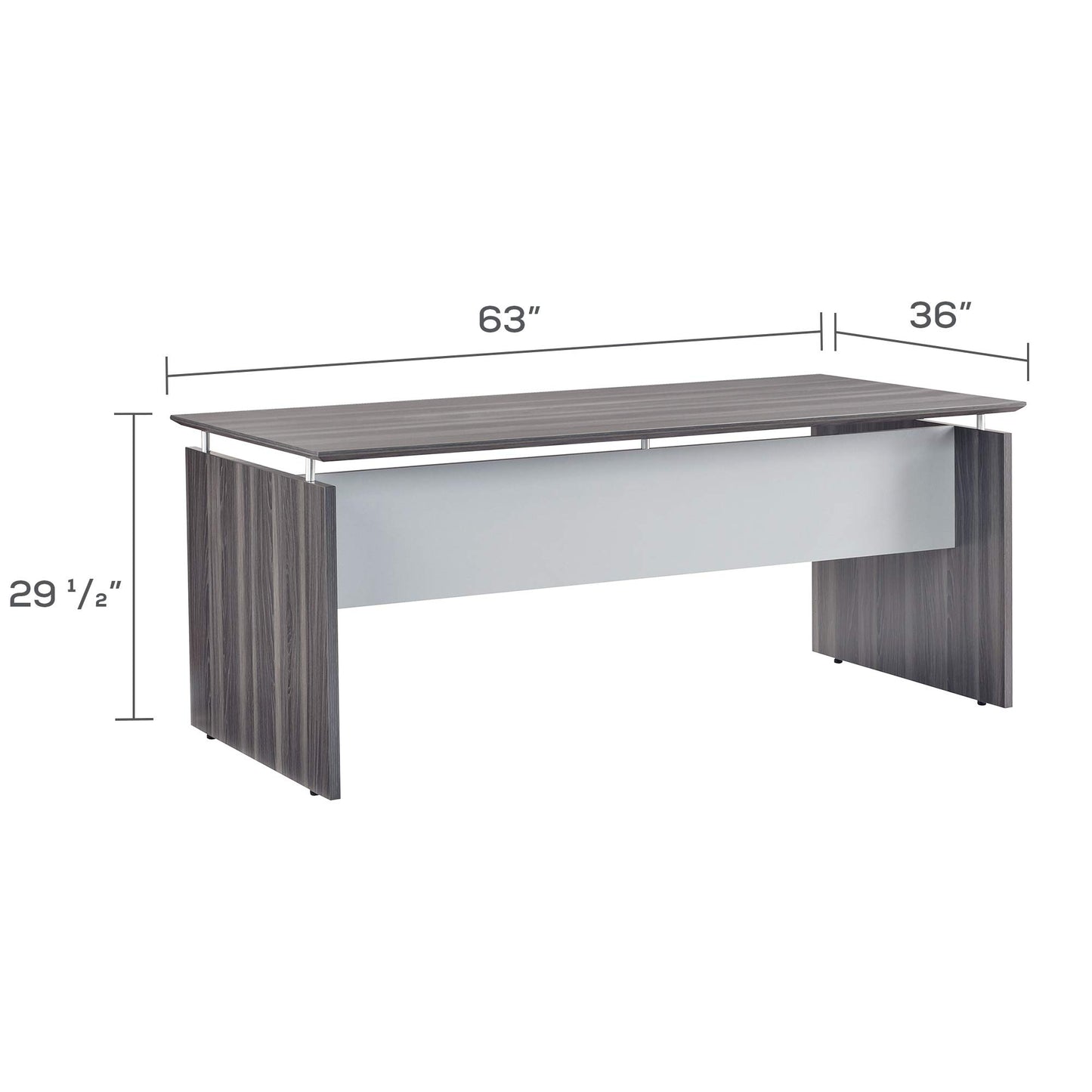 Mayline MNDS63LGS Medina Straight Edge Desk, 63"W, Gray Steel Laminate