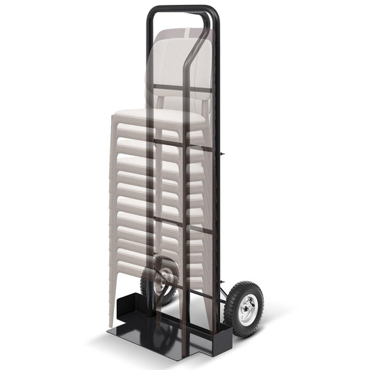 Datanly 52'' x 22'' x 18'' Heavy Duty Stack Chair Dolly Banquet Chair Dolly Cart Holds 7 Chairs Oversized Rubber Wheels for Easy to Load and Unload for Party Event Rental Furniture (Black)