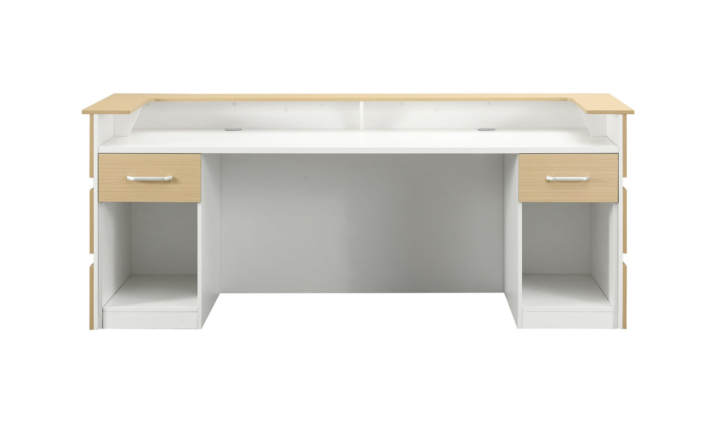 Mares 87" Wood Office Reception Desk Counter & Drawers w/Telescopic Rails & Chrome Handles | Cable Grommet Holes | Option to Add Logo | Front Table Furniture Nail Hair Beauty Salon Spa Restaurant