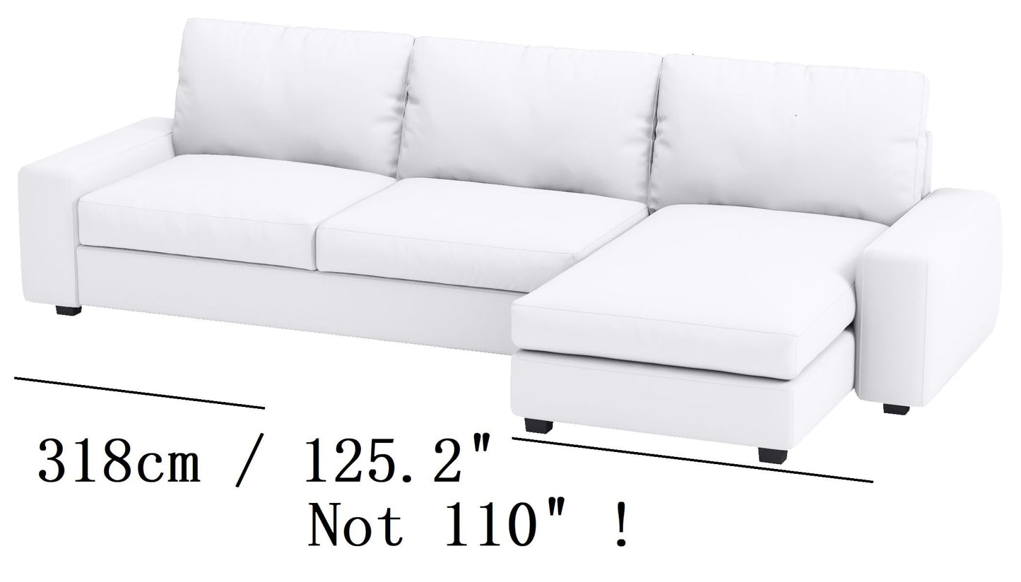 Width: 125.2", Not 110" Durable KIVIK Three 3 Seat Sofa with Chaise Sectional Cover Replacement, Compatible with IKEA Kivik 4 Four Seat Corner Lounge Slipcover Only (Polyester Beige)