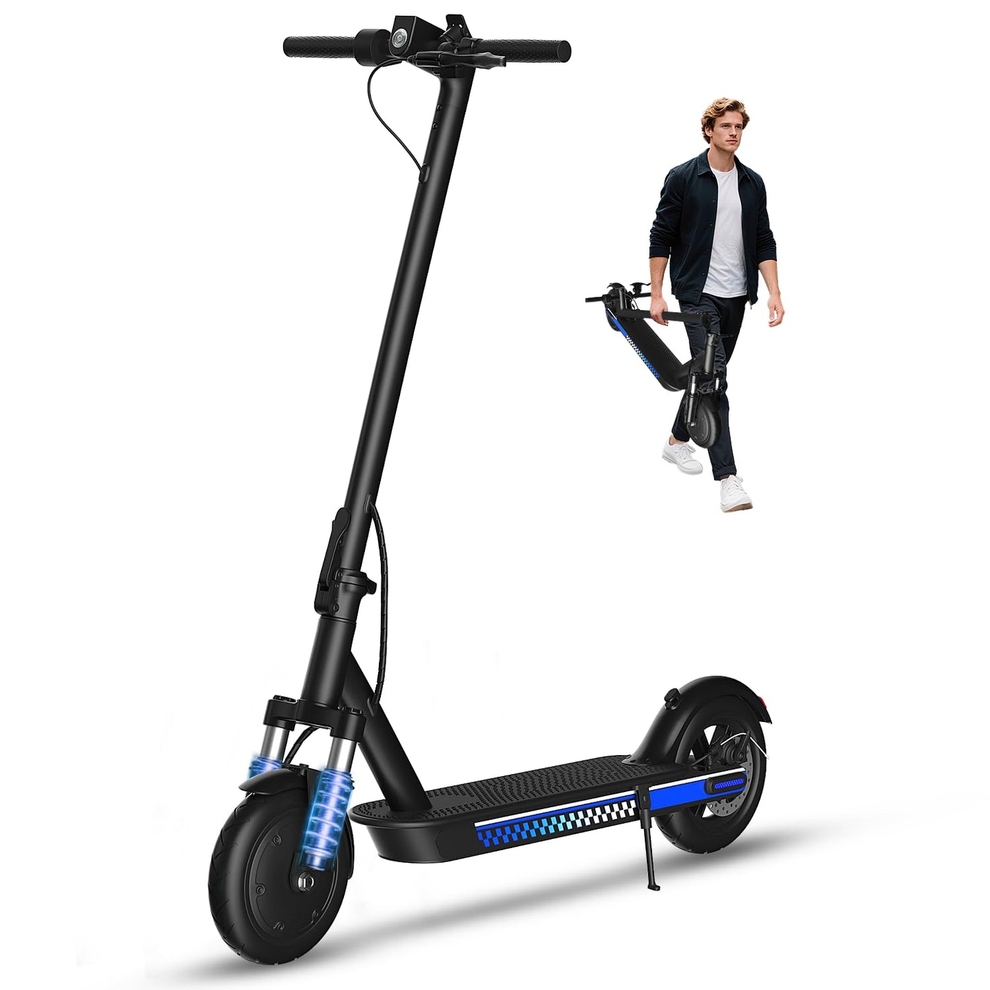 Electric Scooter Adults 350W Motor 8.5" Solid Tire Foldable E Scooter Adult and Teens Max 19 MPH Speed Dual Braking System APP Control