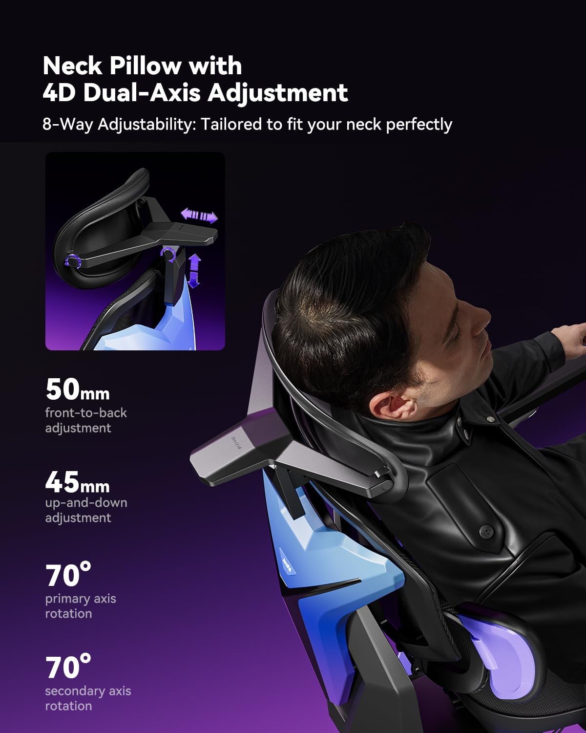 Autofull G7 Gaming Chair - 3-Zone Lumbar, 22-Point Adjustment, Breathable Mesh, Custom Backplate, 720° Armrests, BIFMA Certified Ergonomic, 140° Recline, IGR Certified, Niko Endorsed - Gift for Gamers