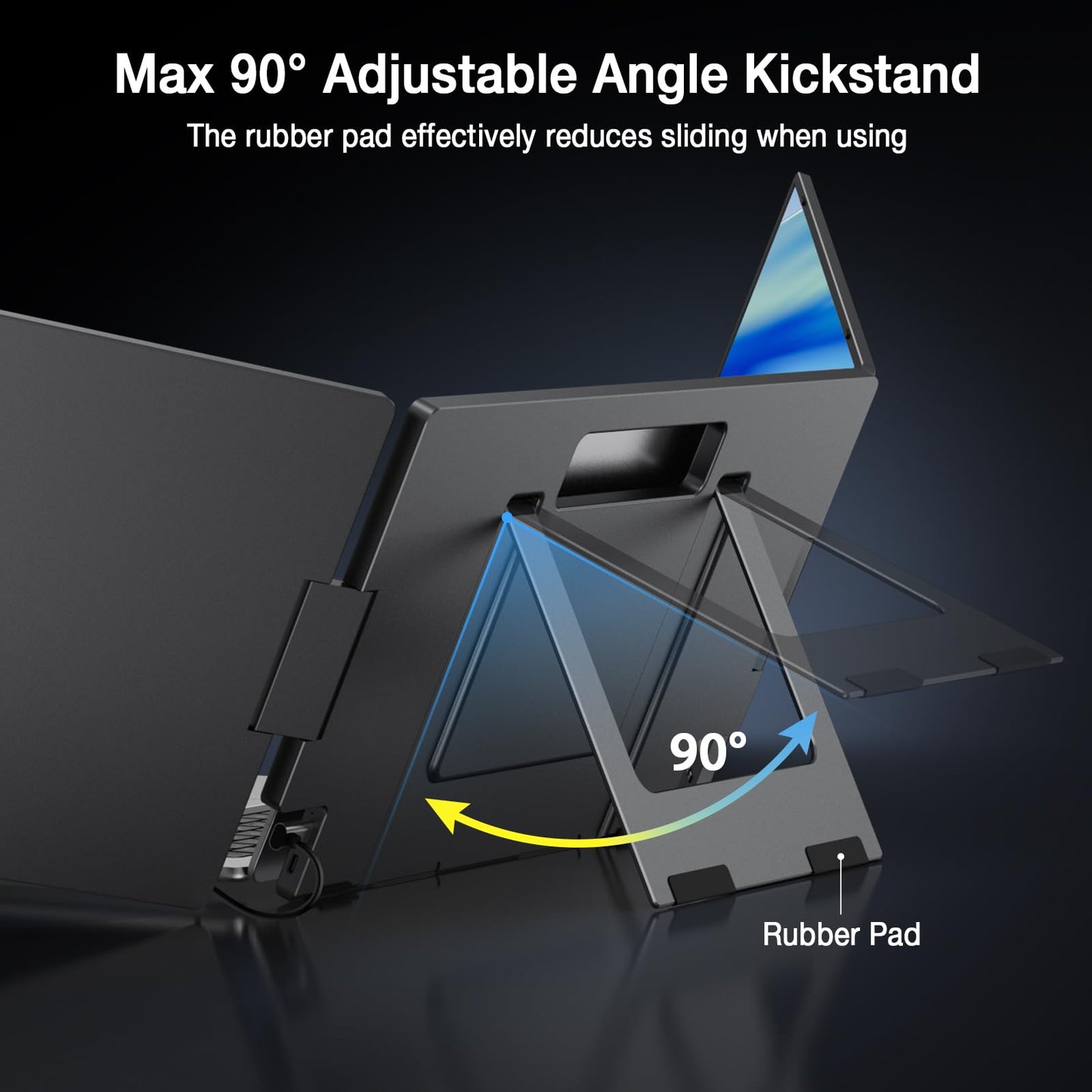 KYY Triple Laptop Screen Extender, 1080P FHD IPS 15.6" Travel Monitor, One Cable USB-C Portable Monitor, Dual Screen for 12"-17'' Laptops, Full Alloy, 360° Rotation & Kickstand, X90D (Driver Need)