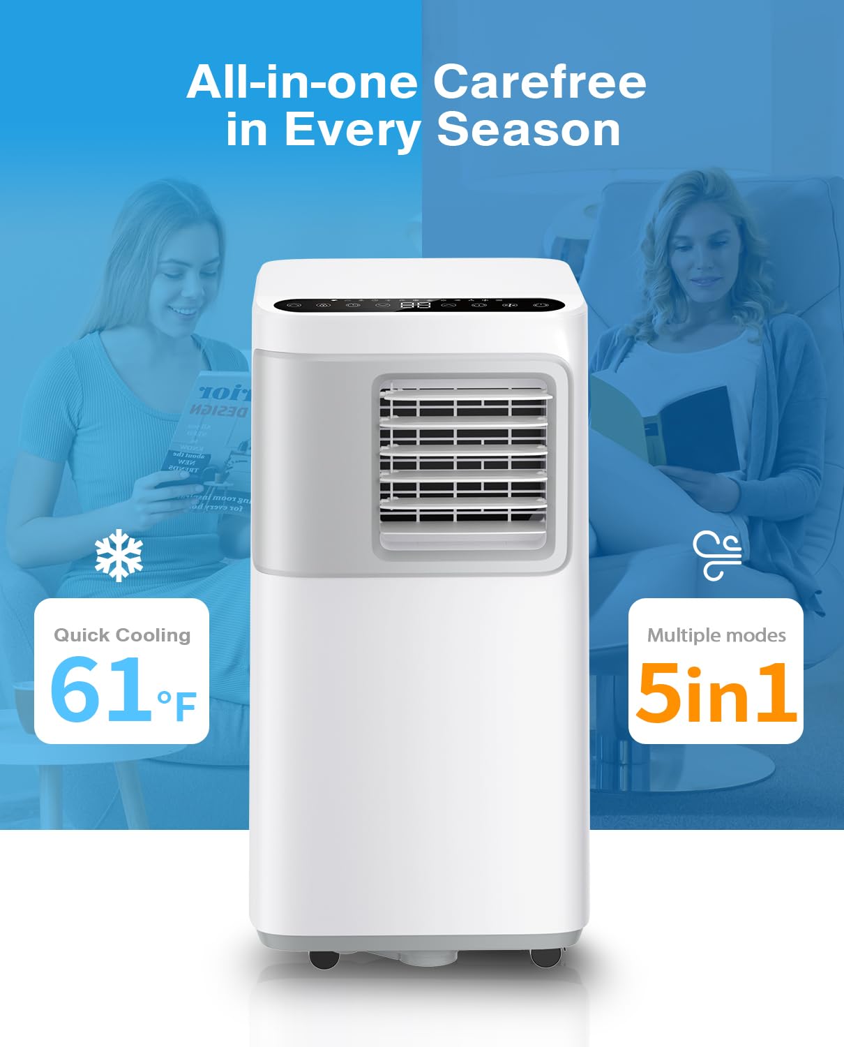 Portable Air Conditioners 16000 BTU for Large Rooms up to 750 Sq.Ft, 5 in 1 Smart AC Unit with WiFi App & Remote, Drainage-Free Dehumidifier, Sleep Mode, Window Kit Included