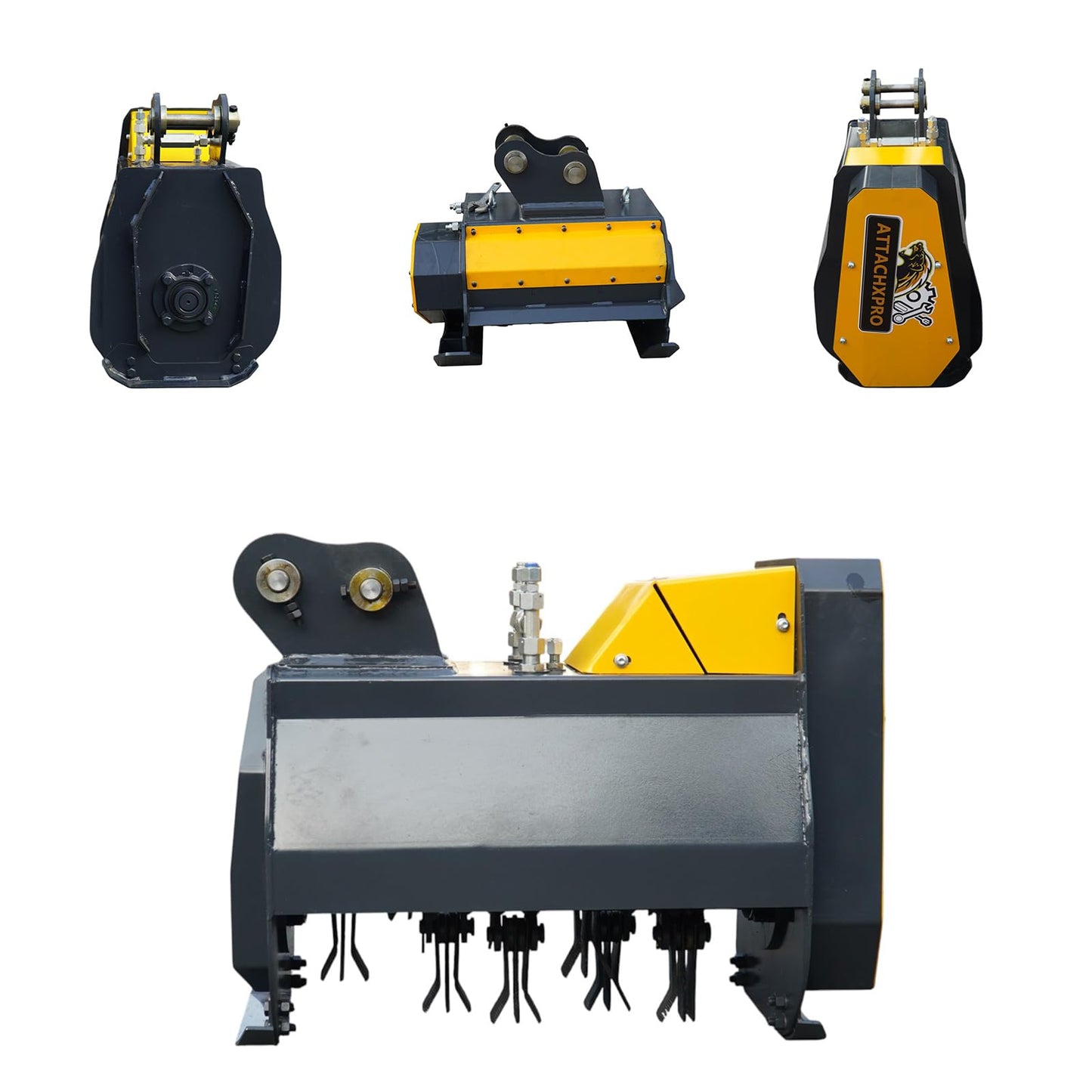 ATTACHXPRO Flail Mower for 3T+Mini Excavator Mulcher Attachment Pioneer Brush Cutter is Used to Remove Weeds, Grass Vegetation, Hydraulic Mulcher and Reclaim Wasteland with Hydraulic System