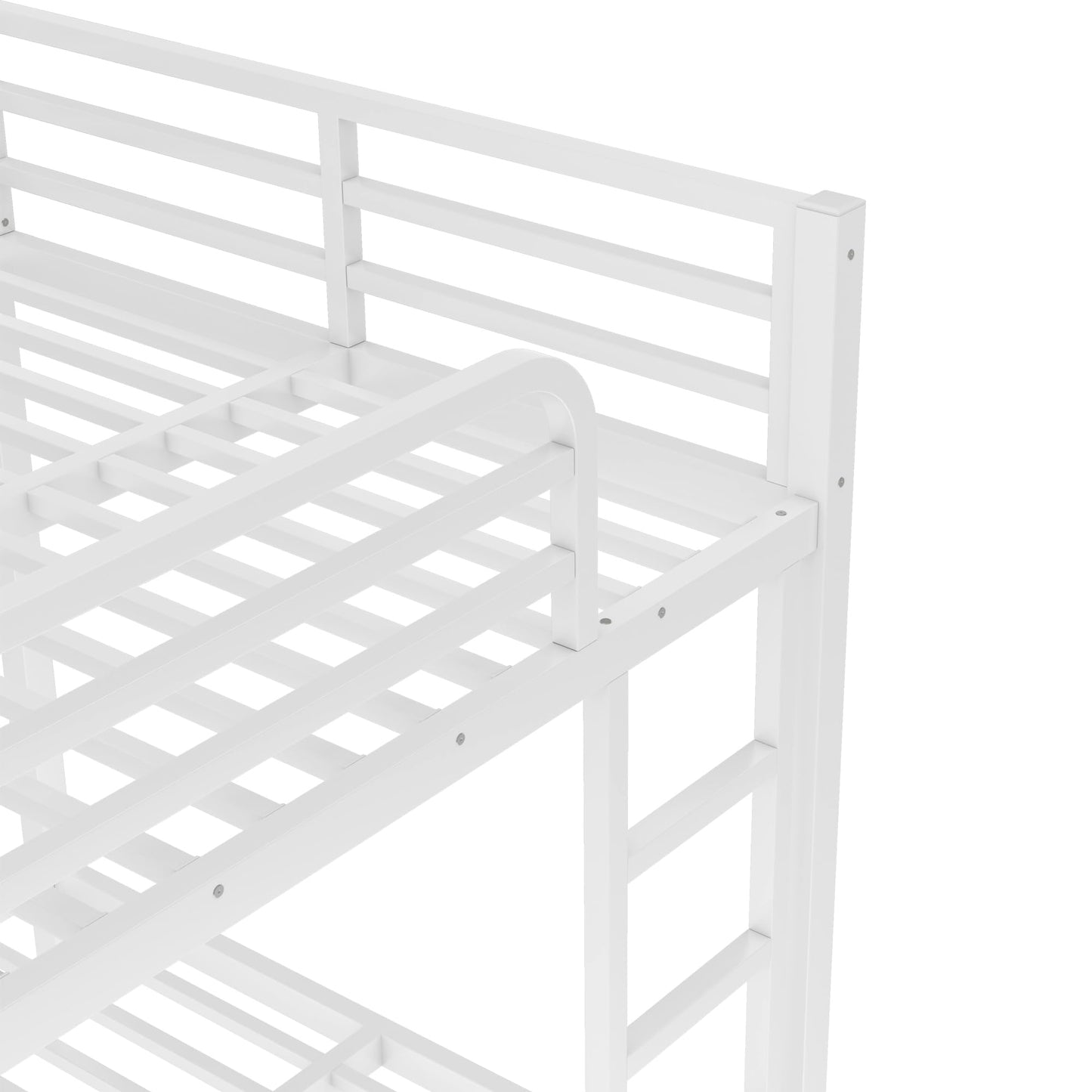 Bellemave Metal Full XL Over Full XL Bunk Beds with High Guardrail & Under-Bed Storage, Heavy Duty Full Size Bunk Bed Frame, Bunk Bed Full XL Over Full XL for Adults, No Box Spring Needed, White