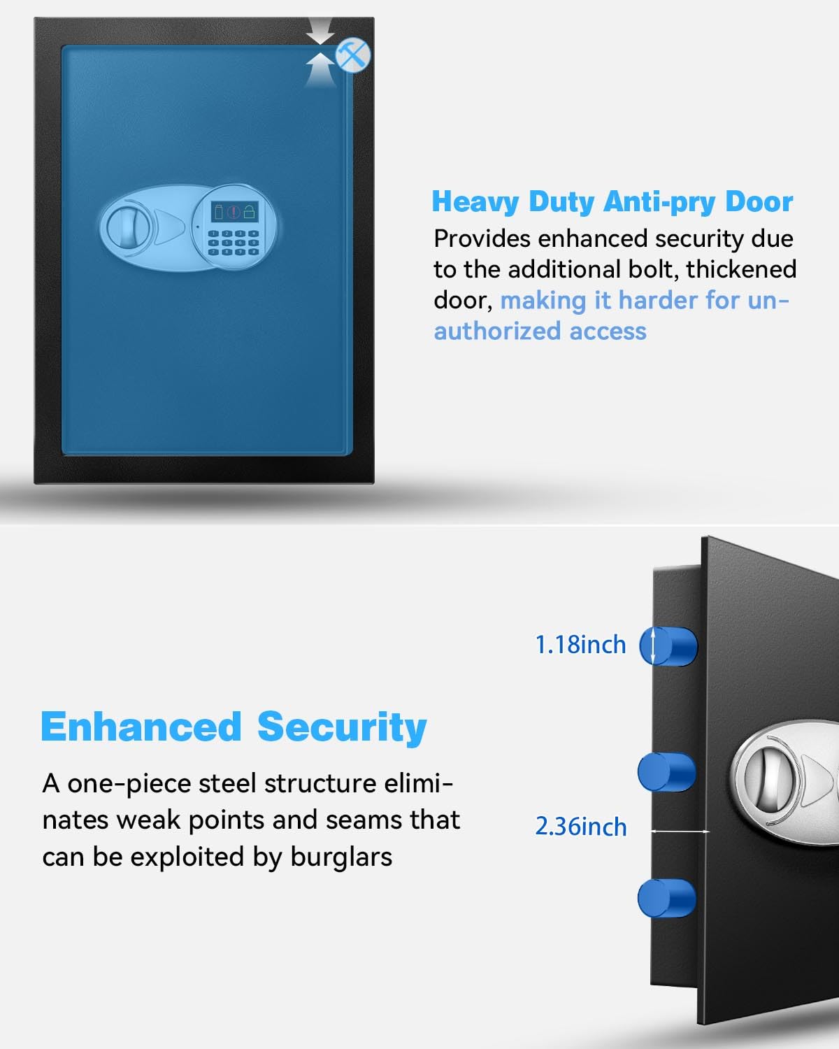 TOTOY 3.5 Cu Ft Large Safe Box For Home Documents with Emergency Battery Box - Steel Fireproof Security Safe Lock Box with Electronic Keypad, LED Sensor Light- Safety Box For Cash, Jewelry
