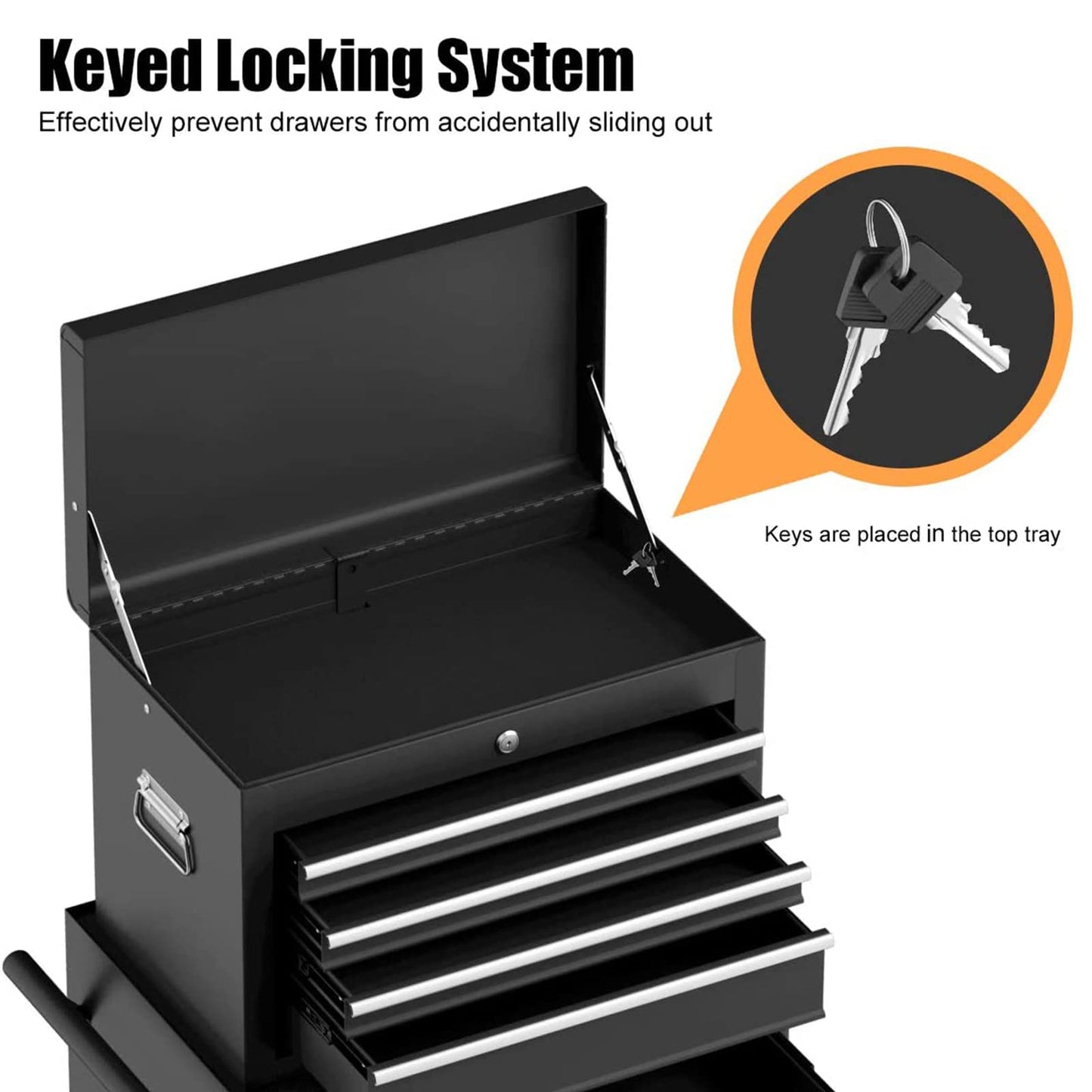 Goplus Rolling Tool Chest, 6-Drawer Tool Box Organizer w/Auto Locking System & Lockable Wheels & Sliding Drawers & Detachable Top, Tool Storage Cabinet for Garage Workshop (Black) …