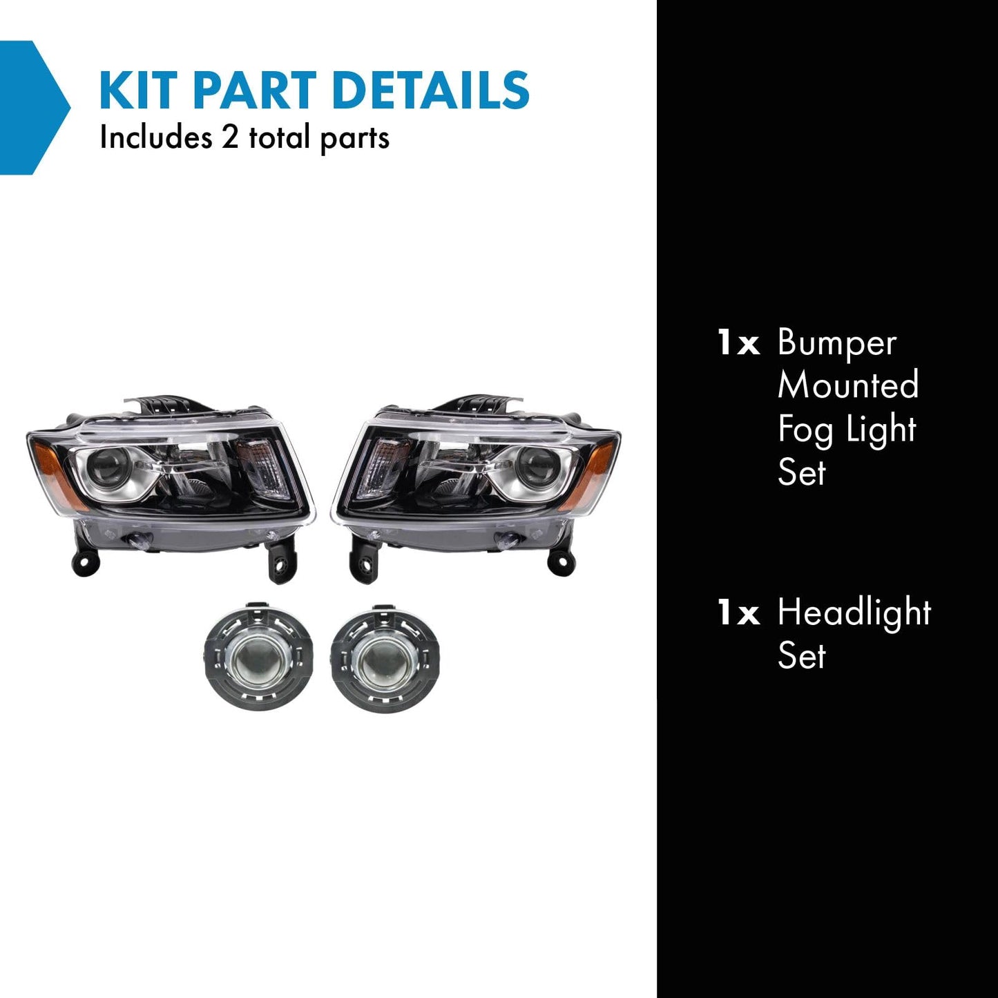 TRQ Lighting Kit Compatible with 2014-2016 Jeep Grand Cherokee, Model LKA83544