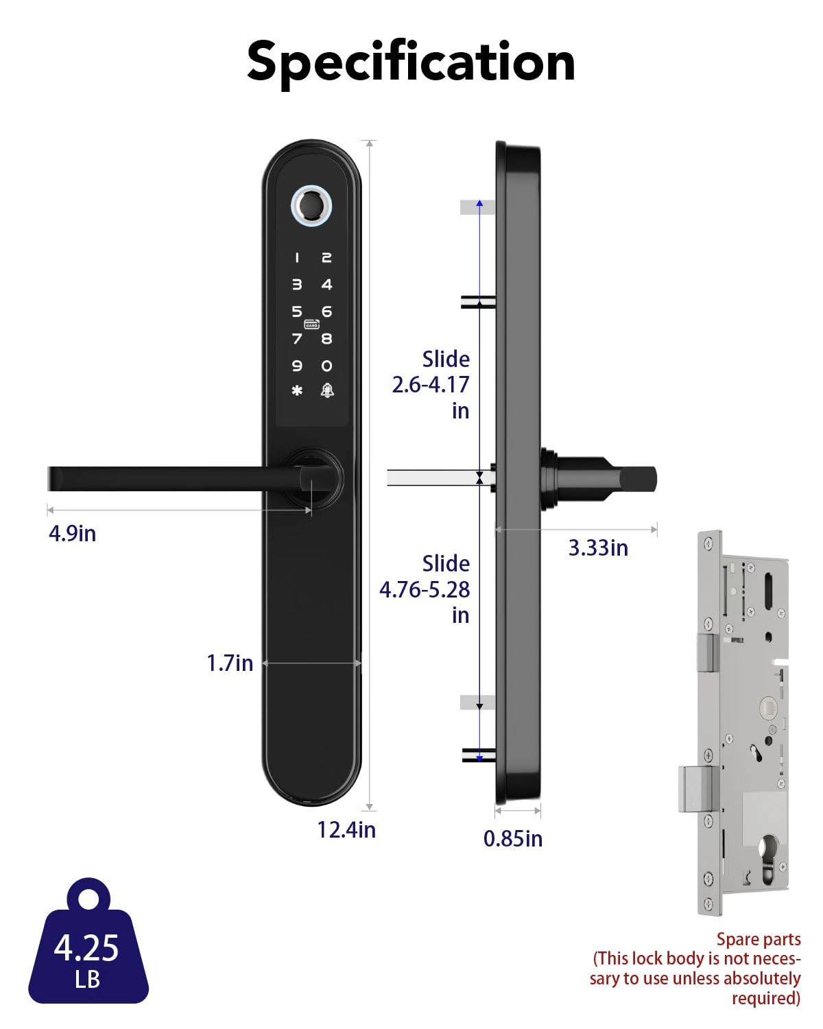 Smart Door Lock, Fingerprint Door Lock with Keypad & App Control, Keyless Entry Door Lock, Auto Lock, Anti-Peep Password, Easy Installation for Front Door Home