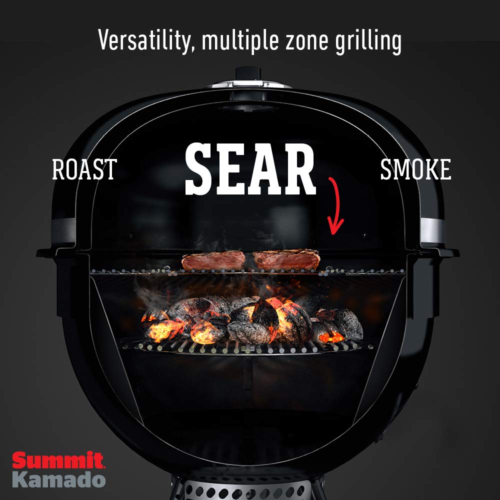 Weber Summit® Kamado E6 Charcoal Grill, Black – Dual‑Walled Insulated Steel Kamado with 24" Cooking Area, Porcelain‑Enameled Kettle & One‑Touch Cleaning System