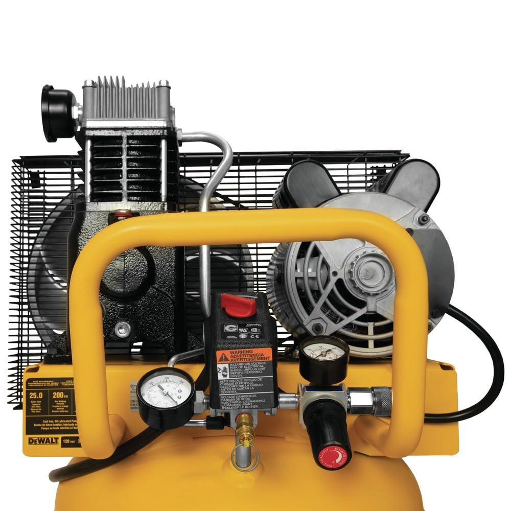 DEWALT 25 Gallon Vertical Air Compressor, Portable, Oil Lubed, Belt Drive, 200 Max PSI, Efficient Portable Air Compressor for Industrial Use, High-Performance 25 Gallon Air Compressor