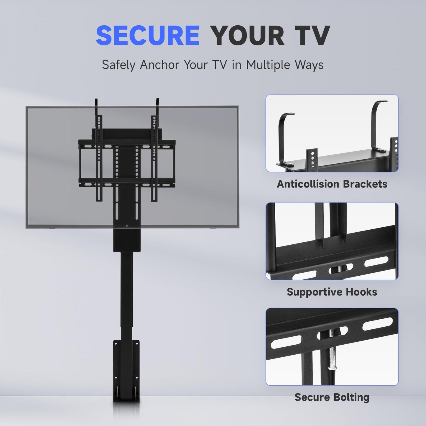 CO-Z Motorized TV Lift for 32" to 57" TVs up to 165 lb, 400x400 VESA, Height Adjustable Mechanism Stand & Wall Mount with Remote Control and Memory Setting, Automatic TV Lift for Home