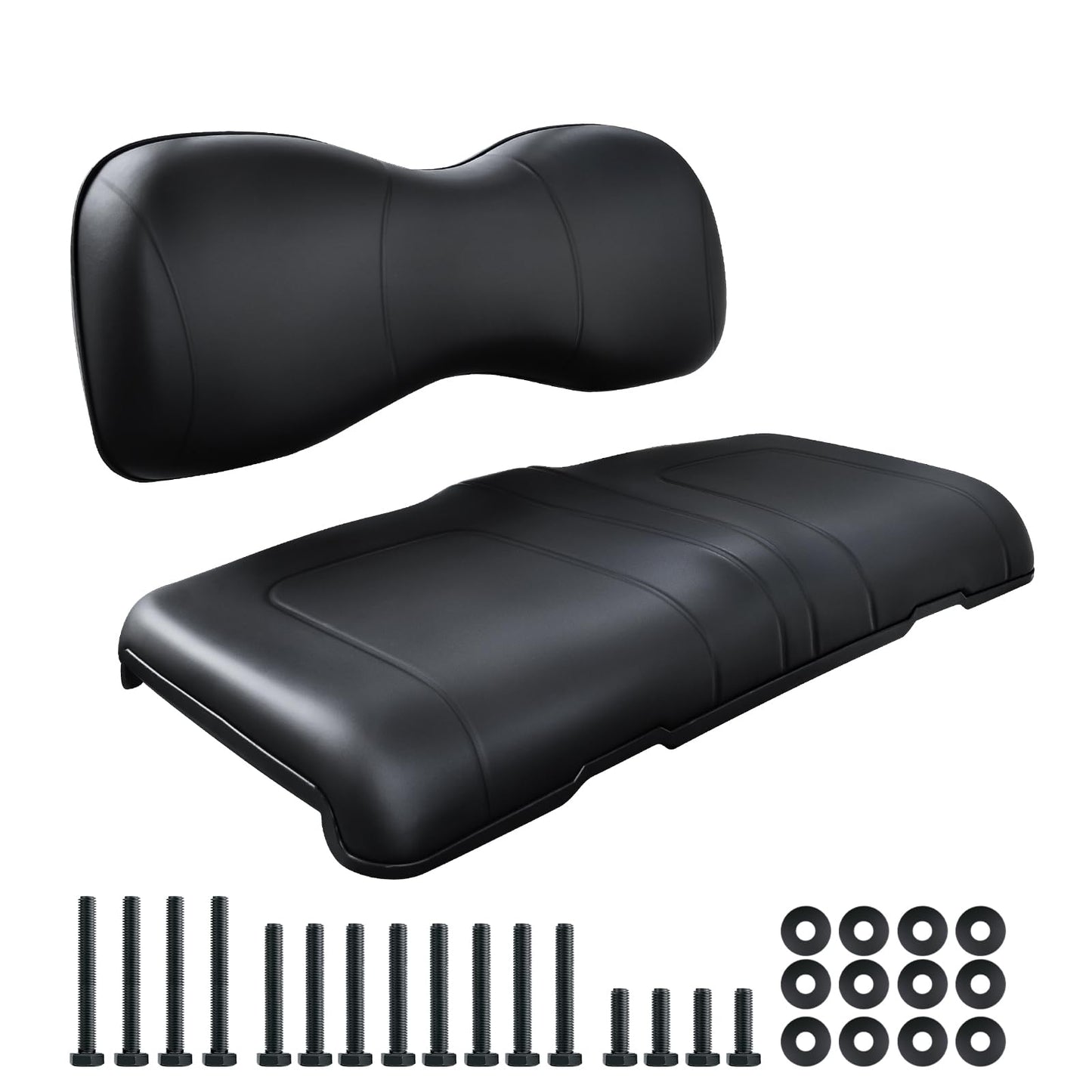 Shu-Ran Golf Cart Front Seat Bottom and Back Rest Cushion Assembly Kit Replacement for Yamaha G29/Drive 2007-2016,Black