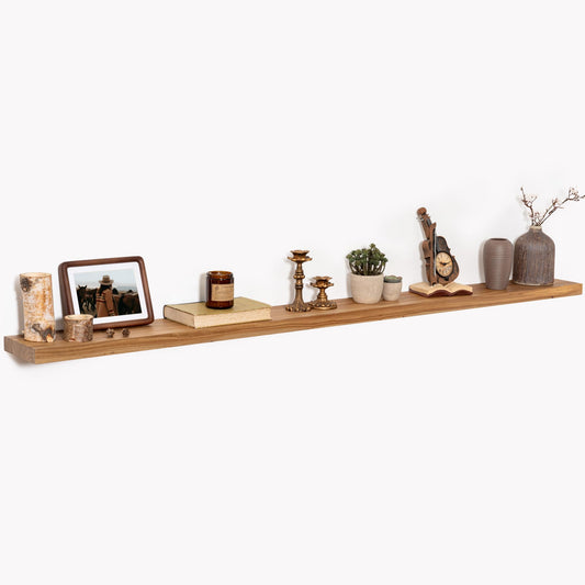 72 Inch Floating Shelves for Wall 1 Pack Shelves for Bedroom, Bathroom, Kitchen, Wall Mounted Rustic Solid Elm Wood Floating Shelf with Invisible Bracket for Books, Decor, Storage, Natural