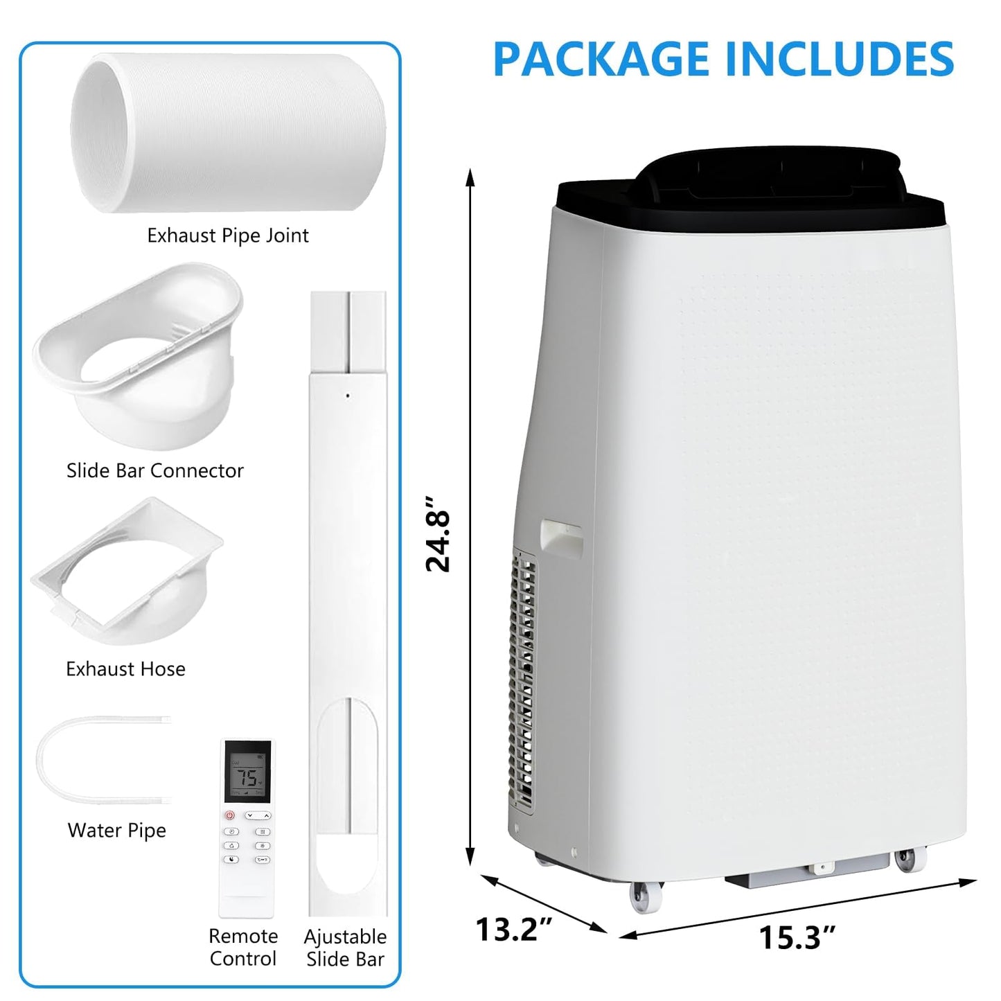 14,000 BTU Portable Air Conditioners, Cools Large Room Up to 700 Sq.Ft, 3-in-1 AC Unit with Dehumidifier & Fan, Remote Control, Quiet Sleep Mode, Energy Efficient for Home Office Garage