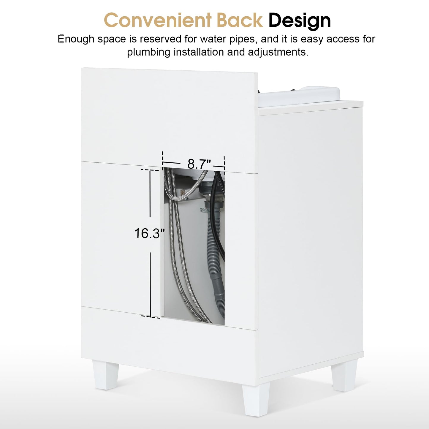 BarberPub Barber Storage Shampoo Station, Spa Textured Embossed Cabinet with Shampoo Bowl & Drawers, Hair Salon Sink Backwash Equipment 7131 (All White)