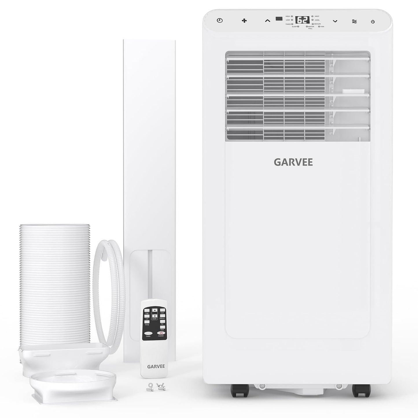 Garvee 8000 BTU Portable Air Conditioner,Up to 350 Sq.Ft. Remote Control 48dB Portable AC Unit, Dehumidifier, Fan, Sleep, 24H Timer&Installation Kit, DOE Certified, Ceer 6.2,White+White Panel