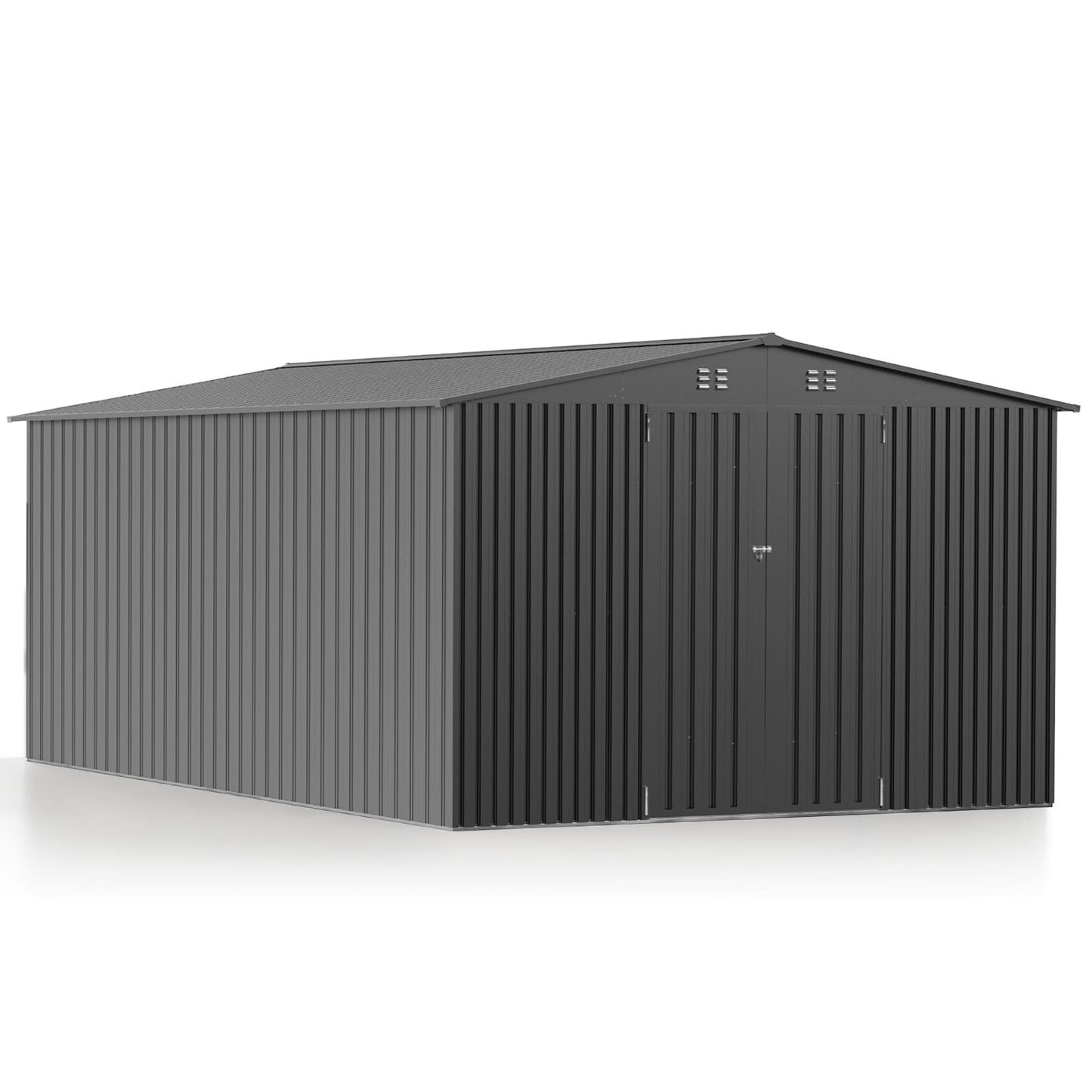 PABIMIA 10X14 FT Outdoor Storage Shed, Durable Metal Outside Storage with Lockable Doors, Waterproof Storage Shed for Tools, Equipment, Ideal for Backyard Garden Patio Lawn