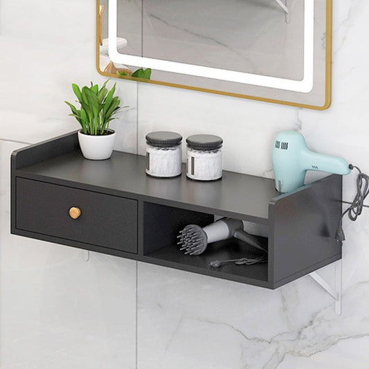 Wall Mount Salon Station - Beauty Salon Equipment with Drawer, Barber Table with Open Shelving, Stylist Storage Cabinet and Hair Dryer Holes for Hair Products