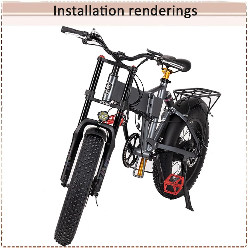 BUCKLOS 20 inch 4.0 Fat Tire E-Bike Air Suspension Fork, 180mm Travel Spacing Hub 135mm Straight Tube MTB Manual Lockout 9mm QR Mountain Bike Double Shoulder Electric Bicycle Front Forks Snow Beach