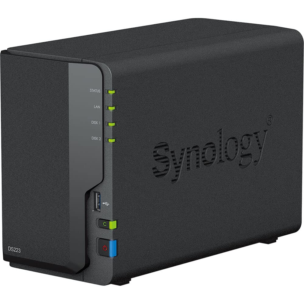 Synology DiskStation DS223 NAS Server with RTD1619B 1.7GHz CPU, 2GB Memory, 16TB HDD Storage, 1 x 1GbE LAN Port, DSM Operating System