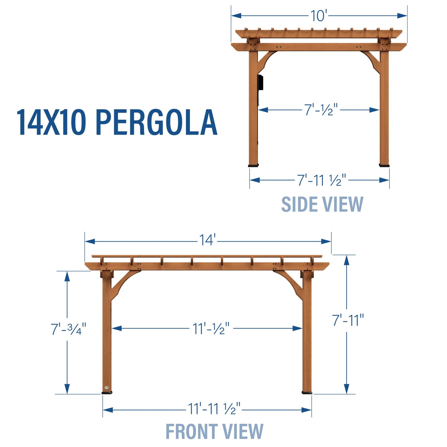 Backyard Discovery Beaumont 14' x 10' Traditional Cedar Wood Pergola Kit with Trellis Roof, All-Season Durability, High-Wind Rating, PowerPort, Shade for Outdoor Patio, Deck, Garden, and Entertaining