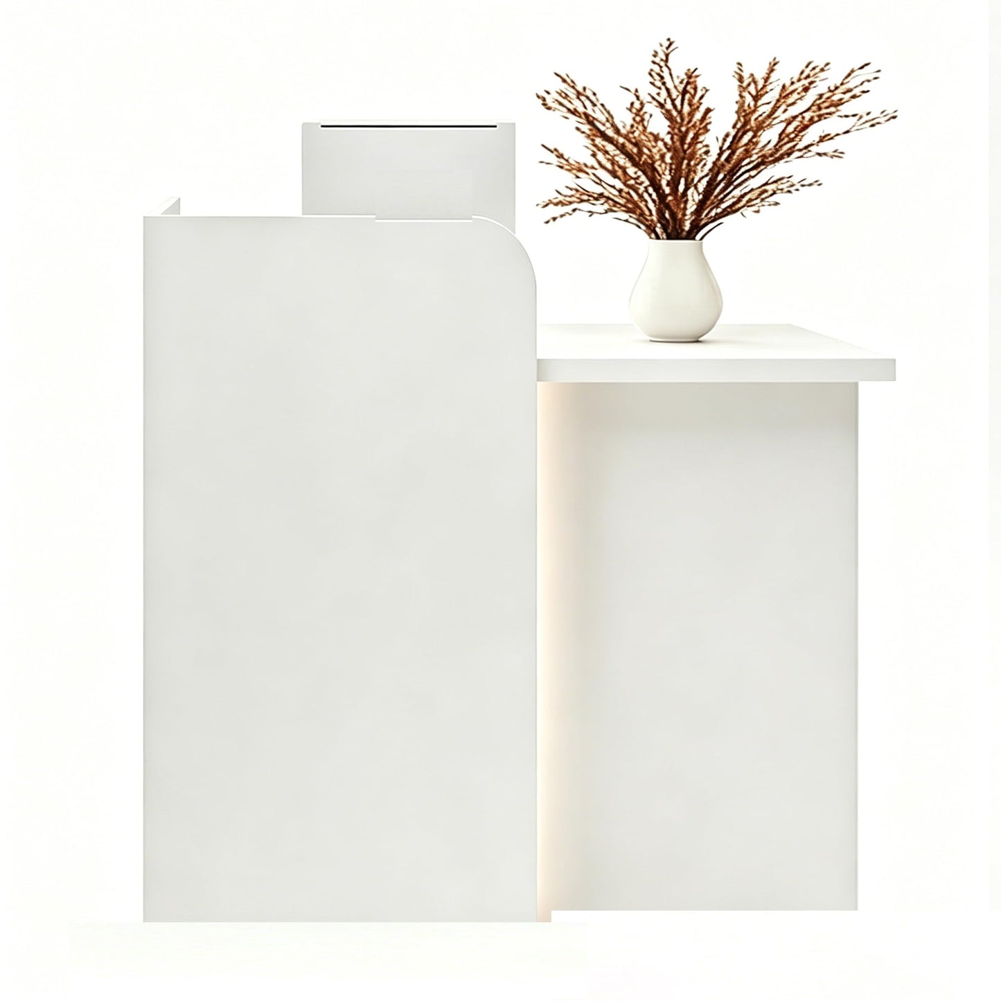 HQPMTGT Small Reception Desk, Wood Front Desk Reception Counter, for Checkout, Lobby, Beauty Salon, Home Office Desk (White, 39.37in)