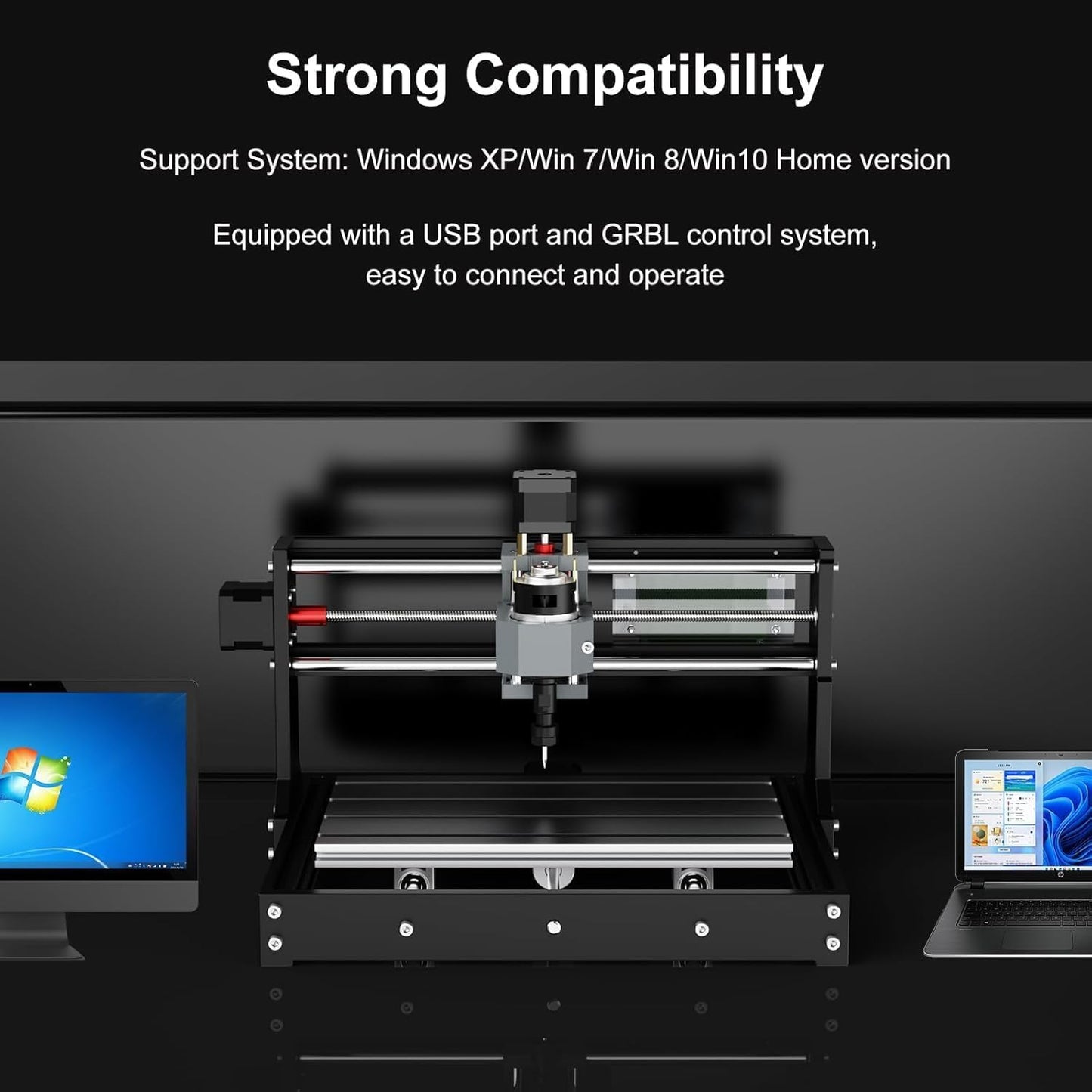 TTC3018 CNC Router Machine 3-Axis Engraving Machine Metal Engraver GRBL Control with Built-in WiFi, 775 Spindle Motor, Engraver Desktop CNC for Wood, Acrylic, Plastic, Aluminum