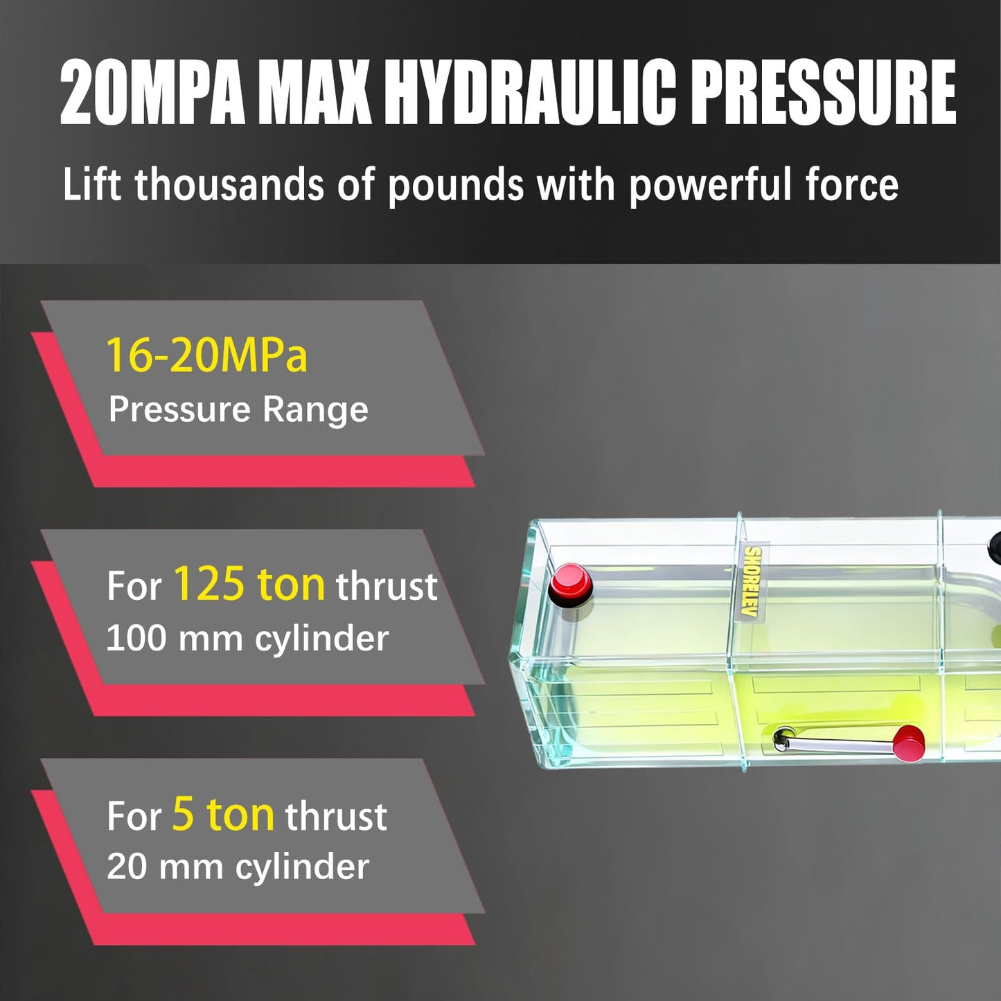 SHORELEV 220V 60Hz Hydraulic Power Unit, Hydraulic Motor, Dump Trailer Pump14L Plastic Reservoir, Manual Button Control, for Auto Lifts, Vehicle Repair, Garage Equipment, and Industrial Applications