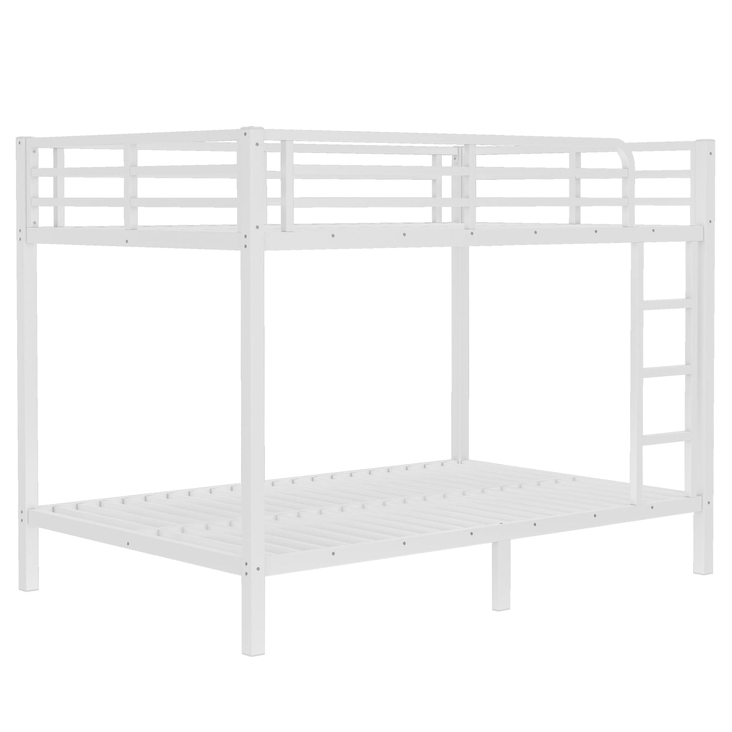 Bellemave Metal Full XL Over Full XL Bunk Beds with High Guardrail & Under-Bed Storage, Heavy Duty Full Size Bunk Bed Frame, Bunk Bed Full XL Over Full XL for Adults, No Box Spring Needed, White