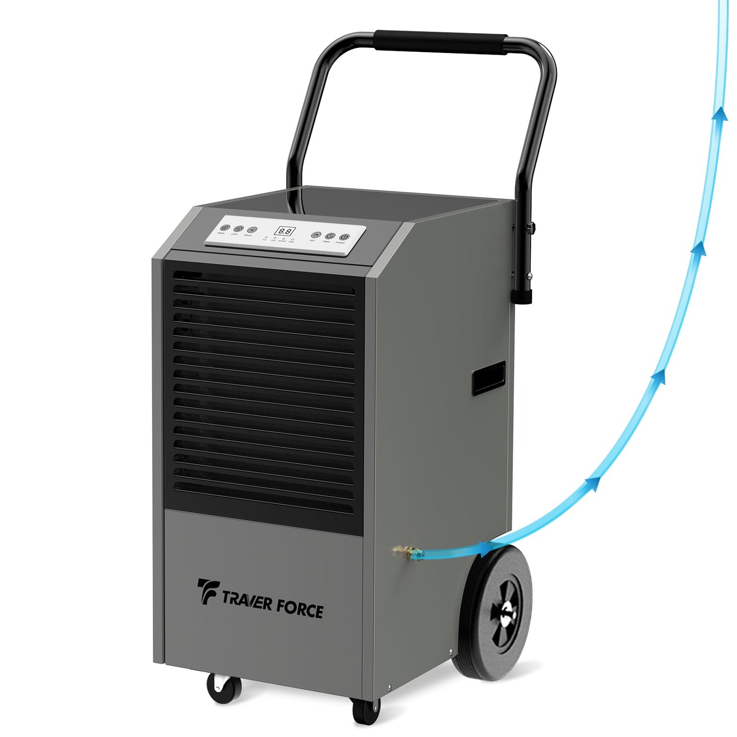 Traver Force Commercial Dehumidifier, 170 Pint Large Dehumidifier with Pump Drain Hose, Up to 7,500 sq. ft, for Crawl Space, Basement, Warehouse, Water Damage Restoration, Job Sites