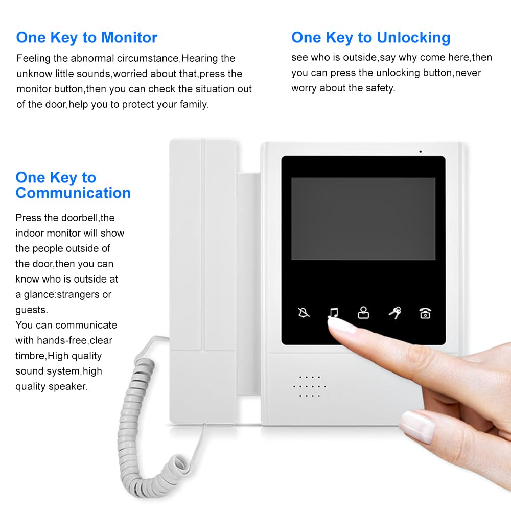 Apartment Video Intercom System,2,3,4,5,6,8,10,12 Household Video Doorbell Kits,Video Doorbell Camera,Wired 4.3 Inches Monitor,2 Way Intercom,IR Outdoor Camera,Monitoring (1- Camera and 4-Screen)