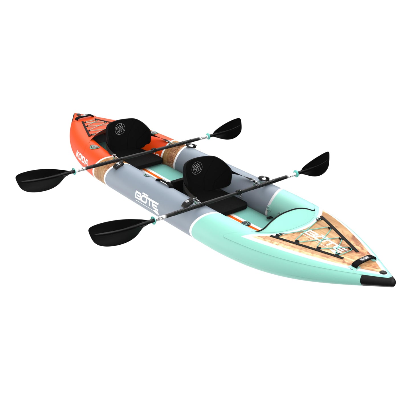 BOTE Koda Aero Inflatable 14' Foot Kayak Packable for Tandem Riders Adults Kids Family Friendly Blow Up Fishing MAGNEPod Compatible, Multiple Colors