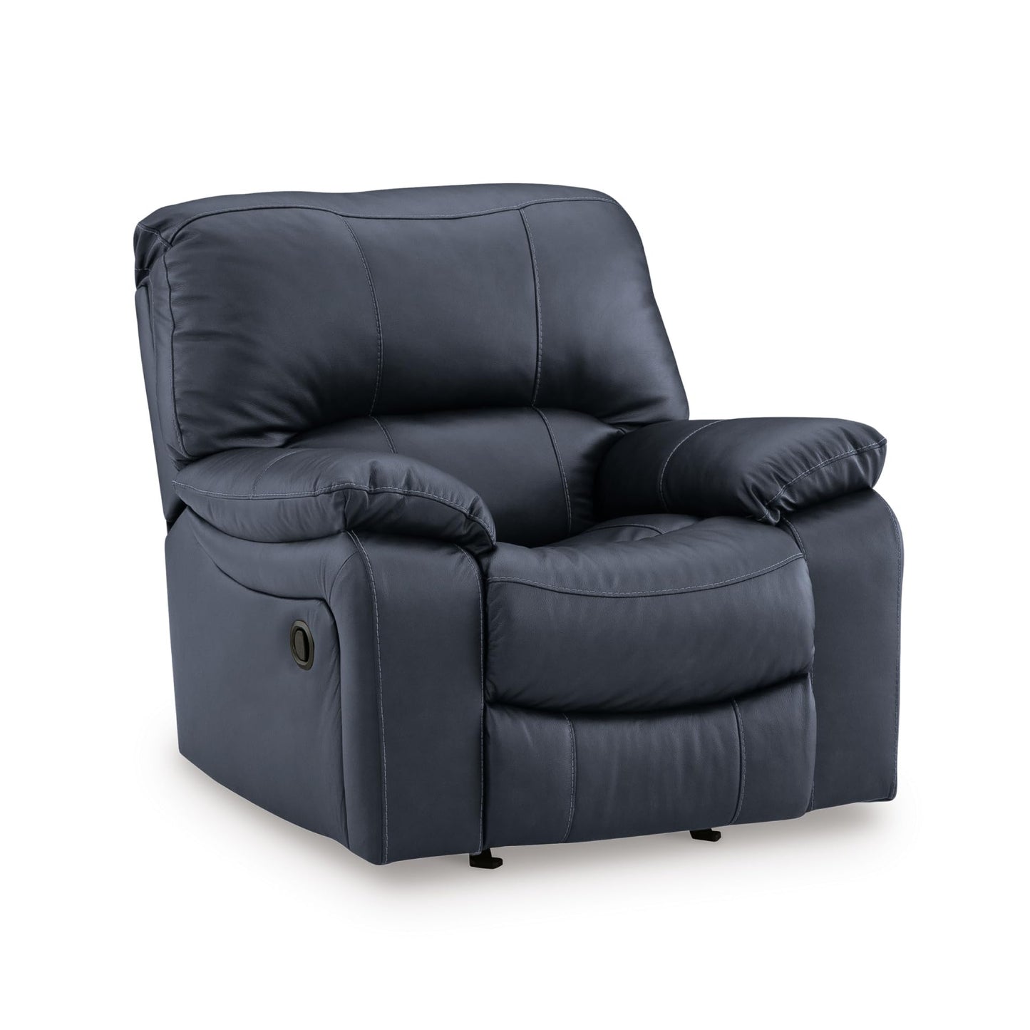 Signature Design By Ashley Leesworth Modern Power Rocker Recliner, USB Port, Gentle Rocking, Top Grain Leather and Matched Leather, 41" W x 41" D x 41" H, Blue