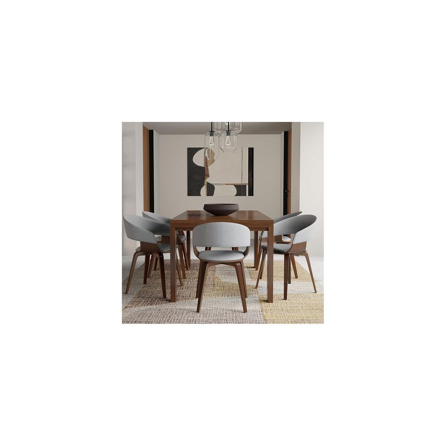 SIMPLIHOME Wilson Dining Table - 60 inch Wide Solid Wood Walnut Veneer Rectangular Table, Transitional Style for Dining Room or Kitchen with Thick, Straight Legs and Inset Apron, Seats 6