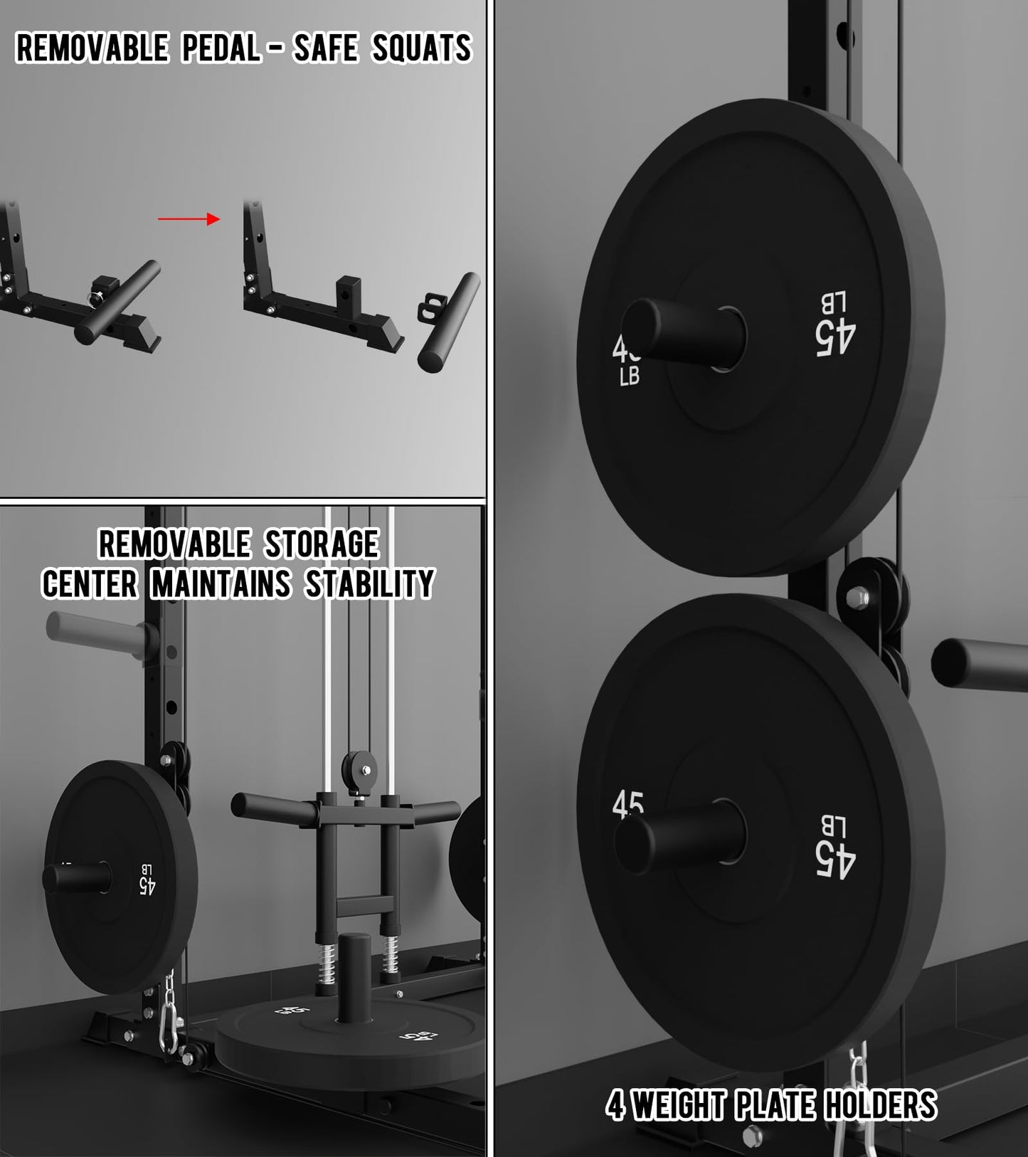 Eonfit E2 Power Cage - Multi-Functional Power Rack for Home Gym. 1500lb Squat Rack for Home Gym. Pulley System for Cable Crossover & LAT Pulldown (Black, PRO)