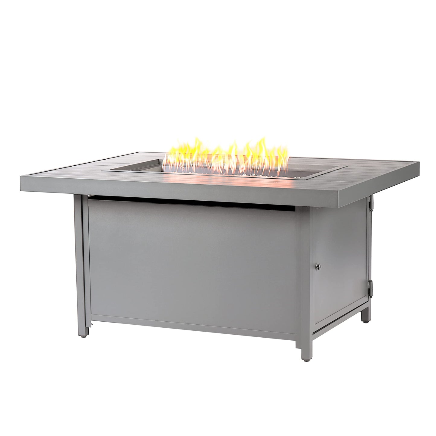 Oakland Living Rectangular 48 in. x 36 in. Aluminum Propane Fire Pit Table, Glass Beads, Two Covers, Lid, 57,000 BTUs in Grey Finish