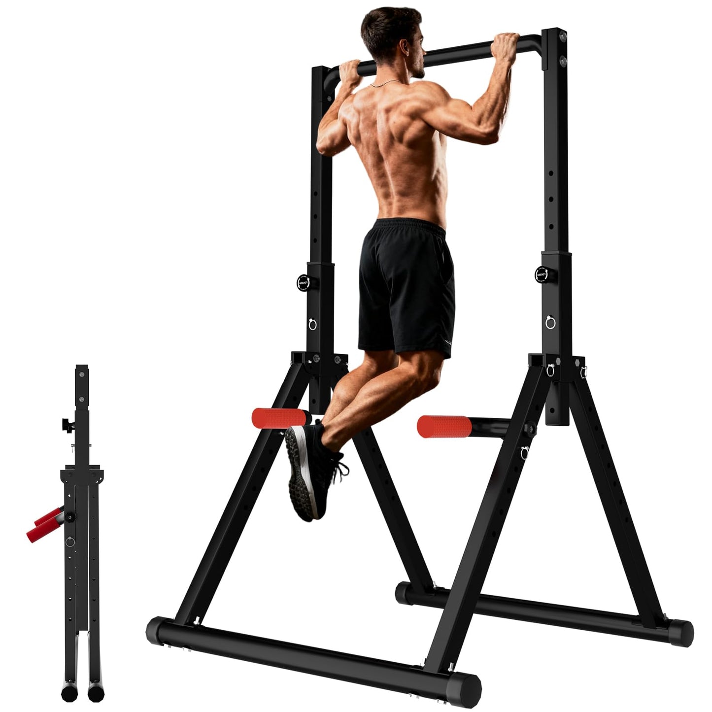 DOBESTS Power Tower Pull Up Bar Free Standing, Adjustable Foldable Pull Up Station, Home Gym Strength Training Equipment 700LBS