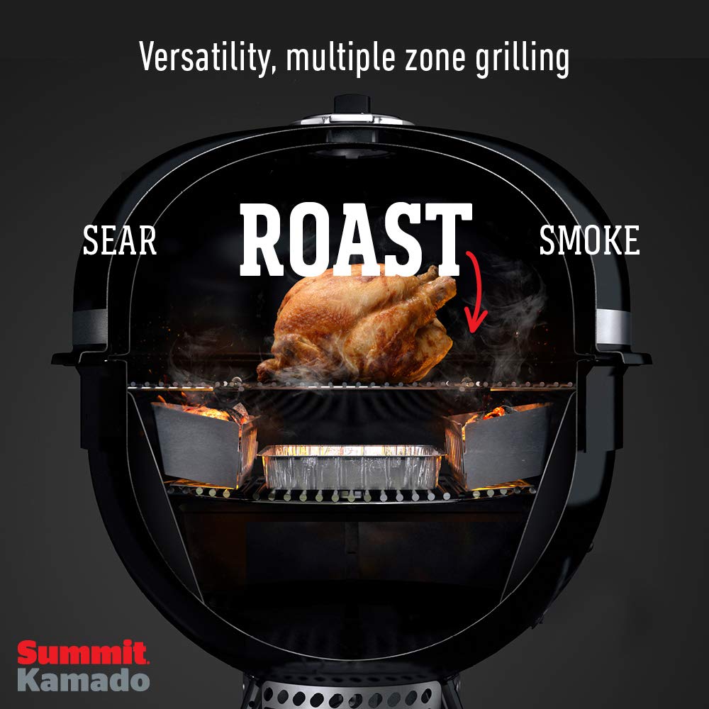 Weber Summit® Kamado E6 Charcoal Grill, Black – Dual‑Walled Insulated Steel Kamado with 24" Cooking Area, Porcelain‑Enameled Kettle & One‑Touch Cleaning System