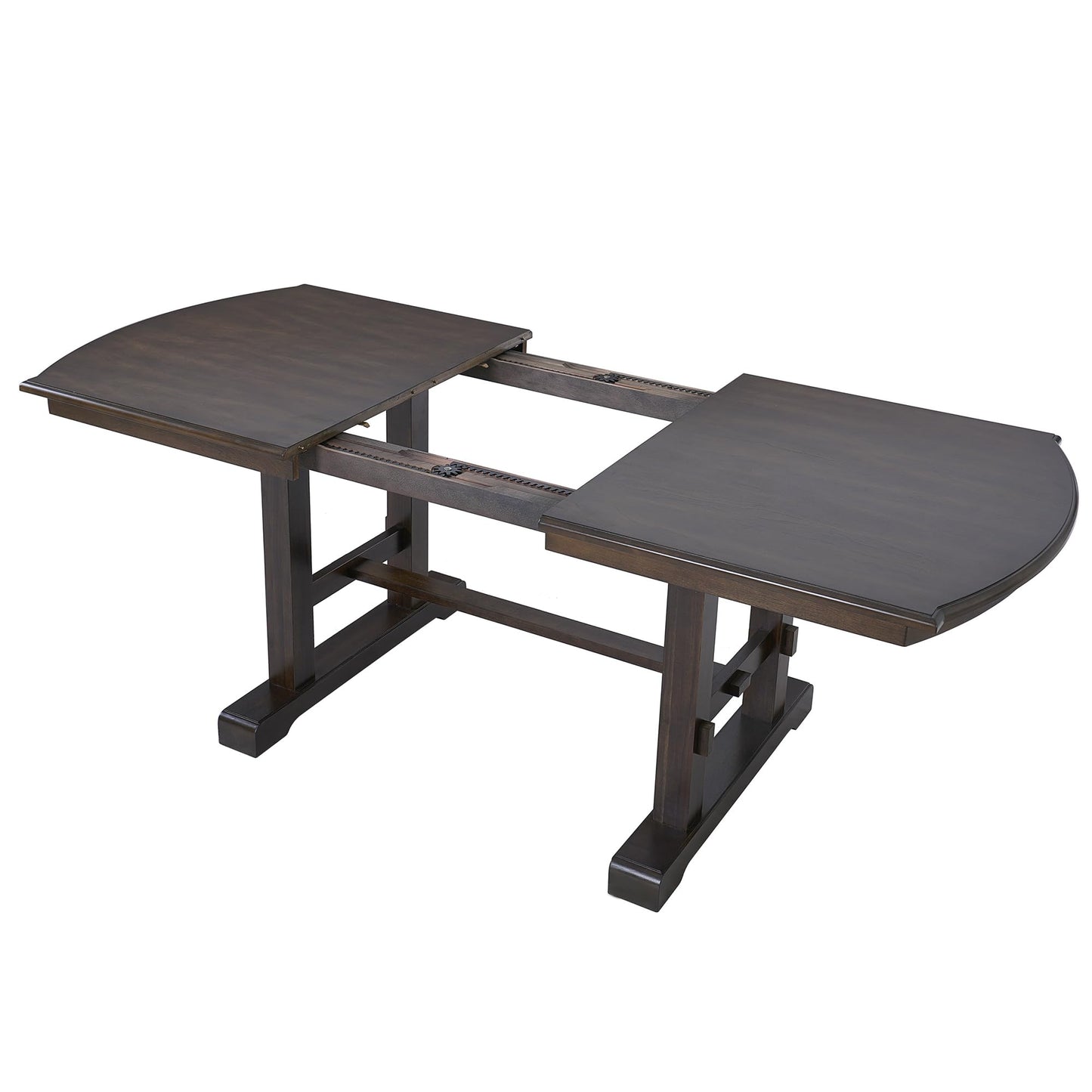 Ball & Cast 60"-78" Extendable Farmhouse Dining-Table for 6-8, Expandable Wooden Kitchen Table with 18" Removable Leaf, Large Retro H-Leg Dining Room Table for 4-8,Space Saving & Sturdy, Brown