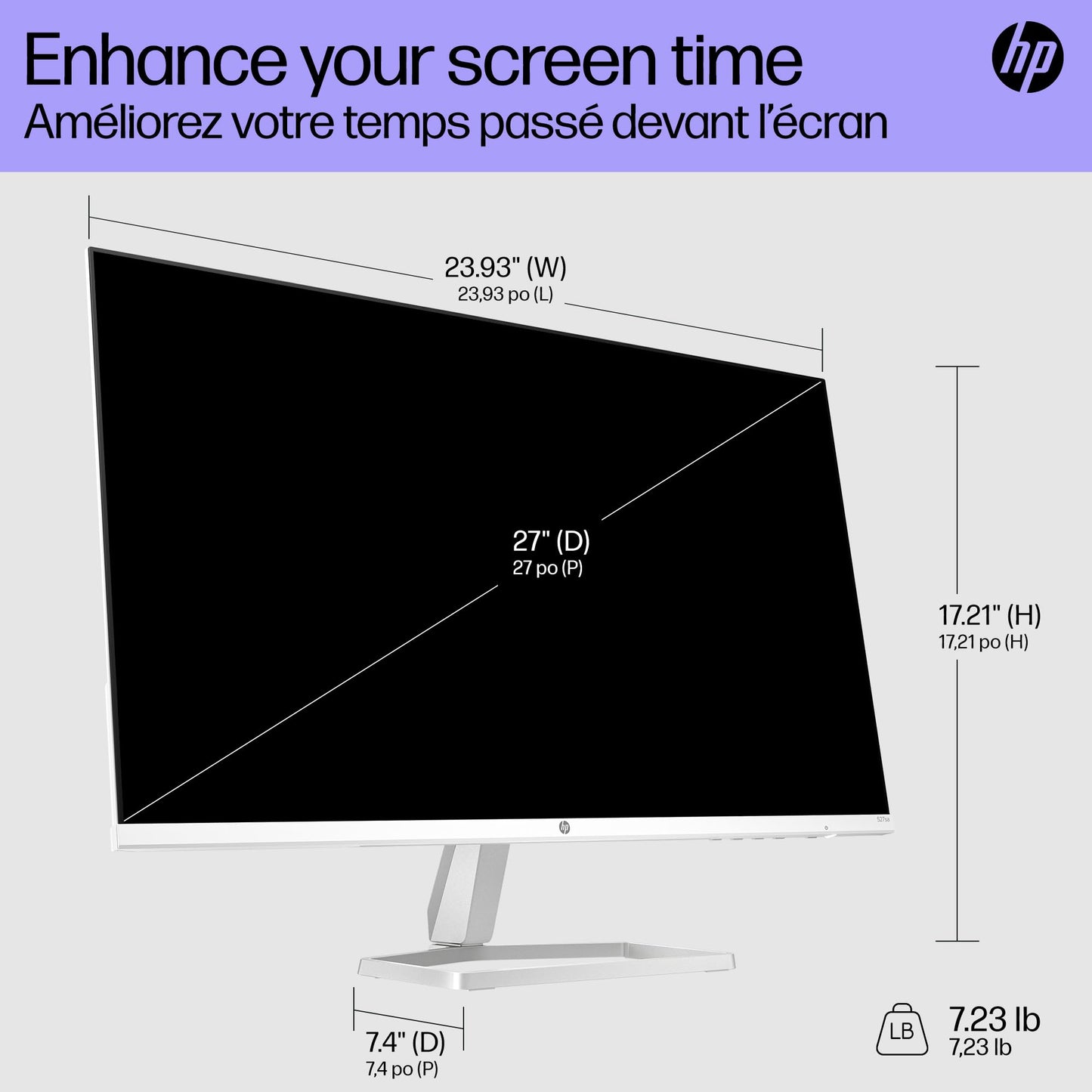 HP Series 5 27 inch FHD Monitor, Full HD Display (1920 x 1080), IPS Panel, 99% sRGB, 1500:1 Contrast Ratio, 300 nits, Eye Ease with Eyesafe Certification, 527sa (2024)