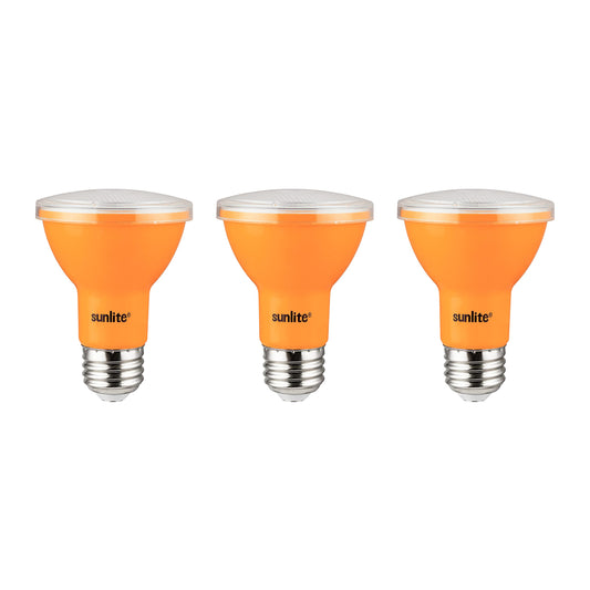 Sunlite LED PAR20 Colored Recessed Light Bulb, 3W (50W Equivalent), Medium E26 Base, Amber, 3 Count