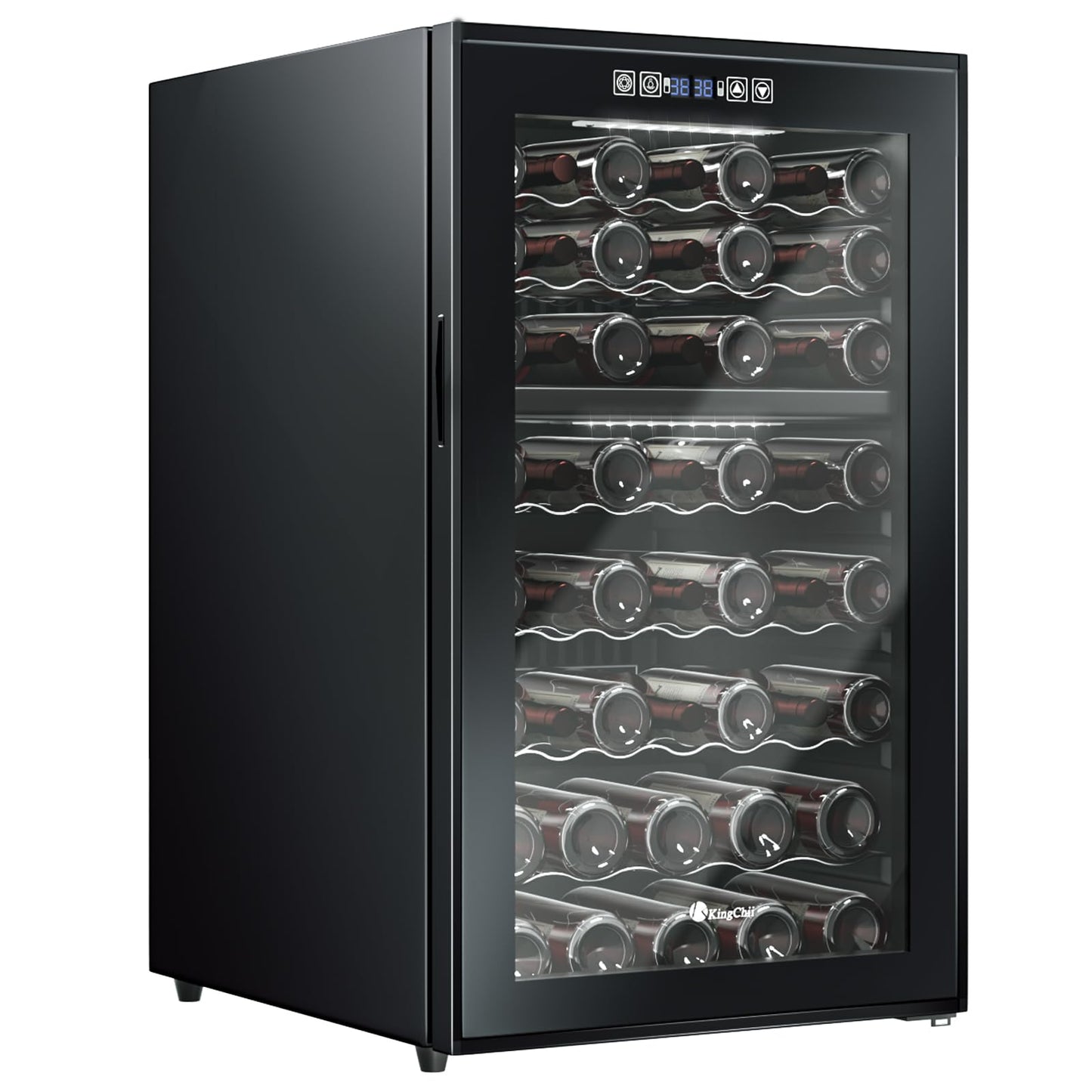KingChii 52 Bottle Wine Cooler Refrigerator - Dual Zone Wine Fridge with Intelligent Digital Control, Low Noise Operation, Freestanding Wine Refrigerator for Home and Kitchen, Black