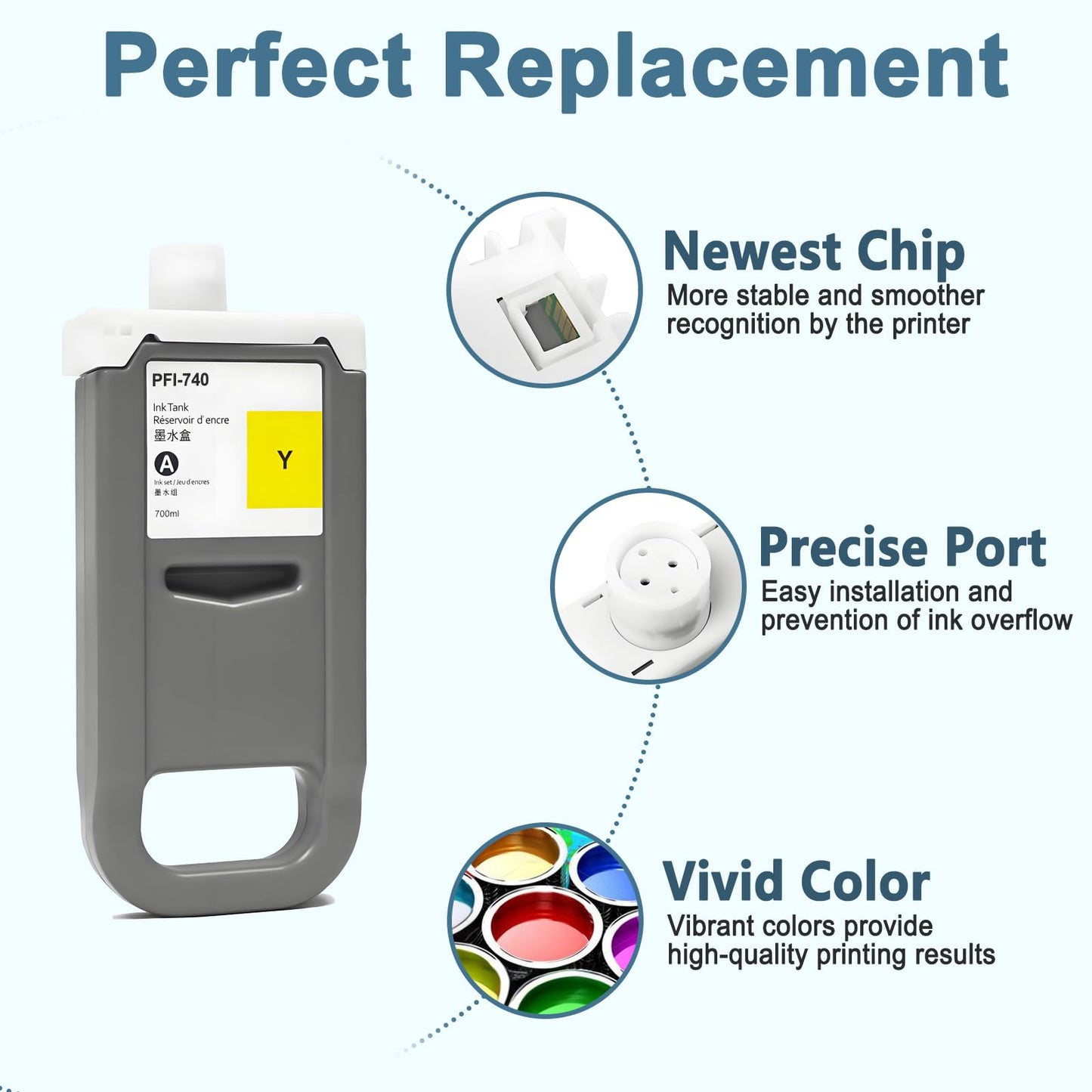 KSUMEI PFI-740Y Ink Cartridge Yellow PFI-740 Replacement for Canon imagePROGRAF TZ-30000 TZ-30000 MFP Printer (1-Pack, 700ml)