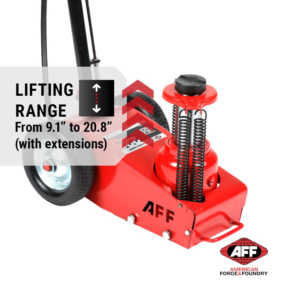 AFF 22 Ton Axle Jack - Single Stage Air Assist Hydraulic Truck Jack with 3 Piece Extension Kit